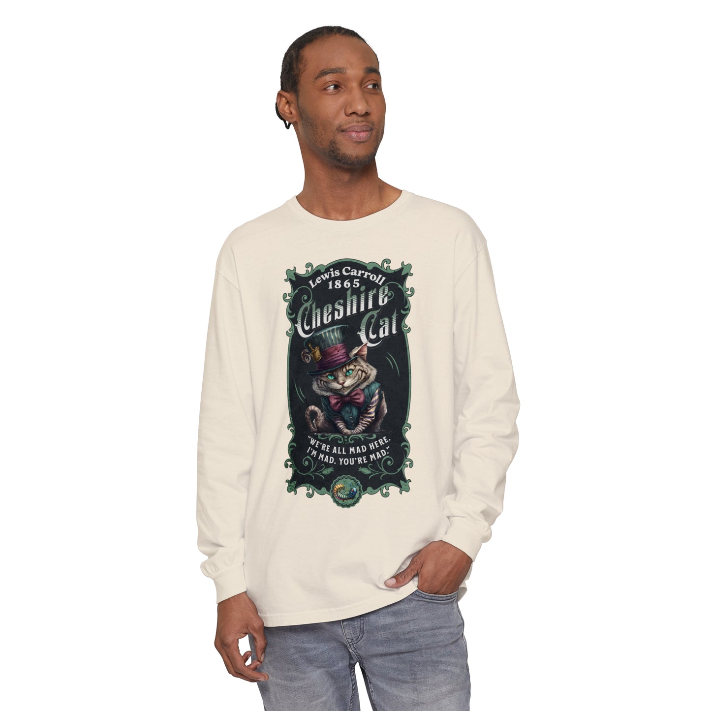 Cheshire Cat Long Sleeve Shirt, Alice in Wonderland, Lewis Carroll Dark Academia TShirt Mad Hatter Tea Party Bookish Book Lover Booktok Gift Long-sleeve Printify