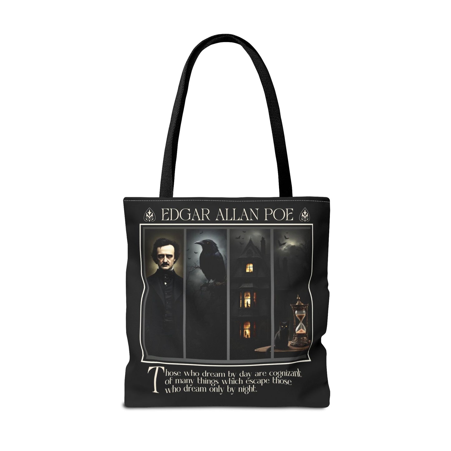 Edgar Allan Poe Tote Bag Gothic Literary Gift for Book Lover Dark Academia Macabre Accessory Halloween Tote Fall School Bag for Poetember Bags Printify