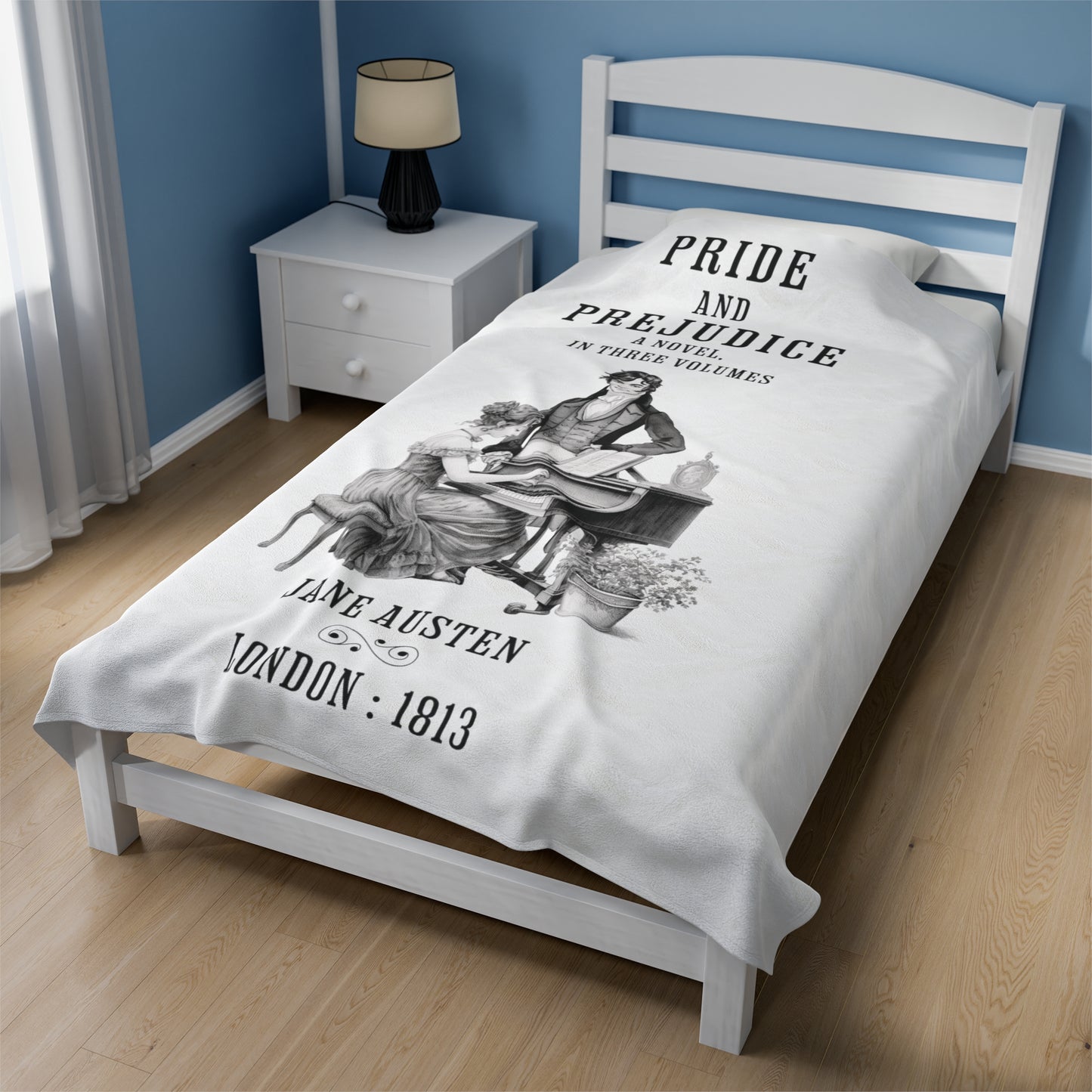 Jane Austen Plush Throw Blanket, Pride And Prejudice Historical Romance Gift, Bookish Literary Jane Austen Fan Art, Gift for Her, Bookclub All Over Prints Printify