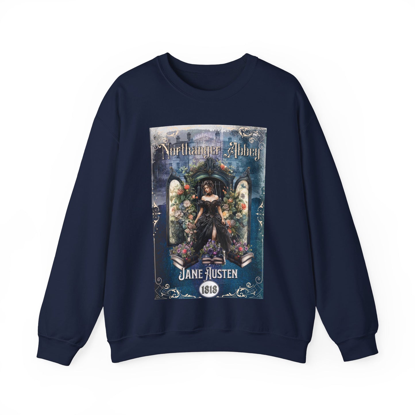 Jane Austen Sweatshirt, Northanger Abbey Historical Romance Sweater, Bookish Literary Jane Austen Fan Art Gift, Gift for Her, Bookclub Shirt Sweatshirt Printify S Navy