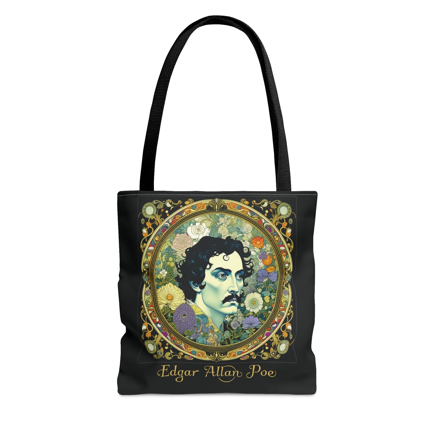 Edgar Allan Poe Tote Bag, Night Garden Botanical Shoulder Bag, Book, Library, Grocery, Travel Bag, Dark Academia, Bookish, Bookclub Gift, Bags Printify Small