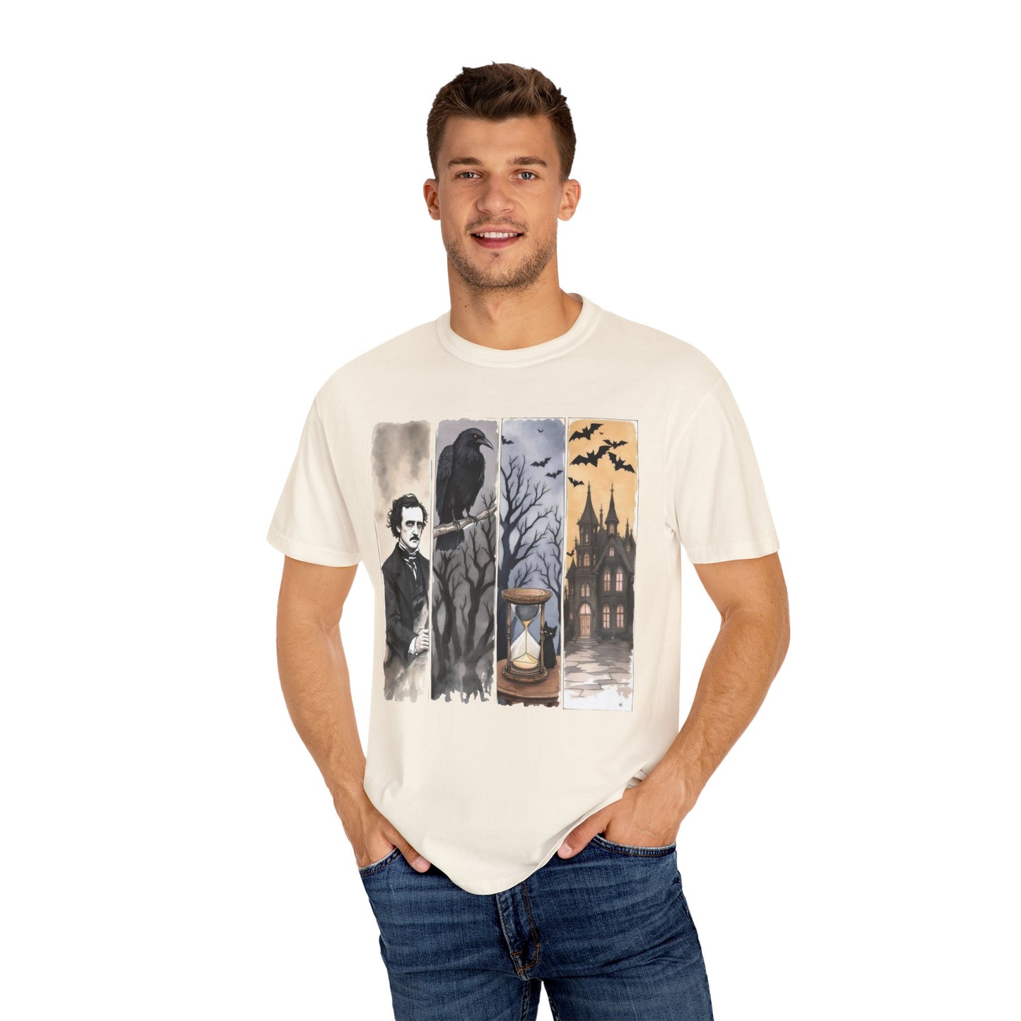 Edgar Allan Poe T-Shirt Gothic Graphic Tee The Raven Nevermore Quote Horror Literature Shirt Dark Academia Aesthetic Halloween Party Gift T-Shirt Printify