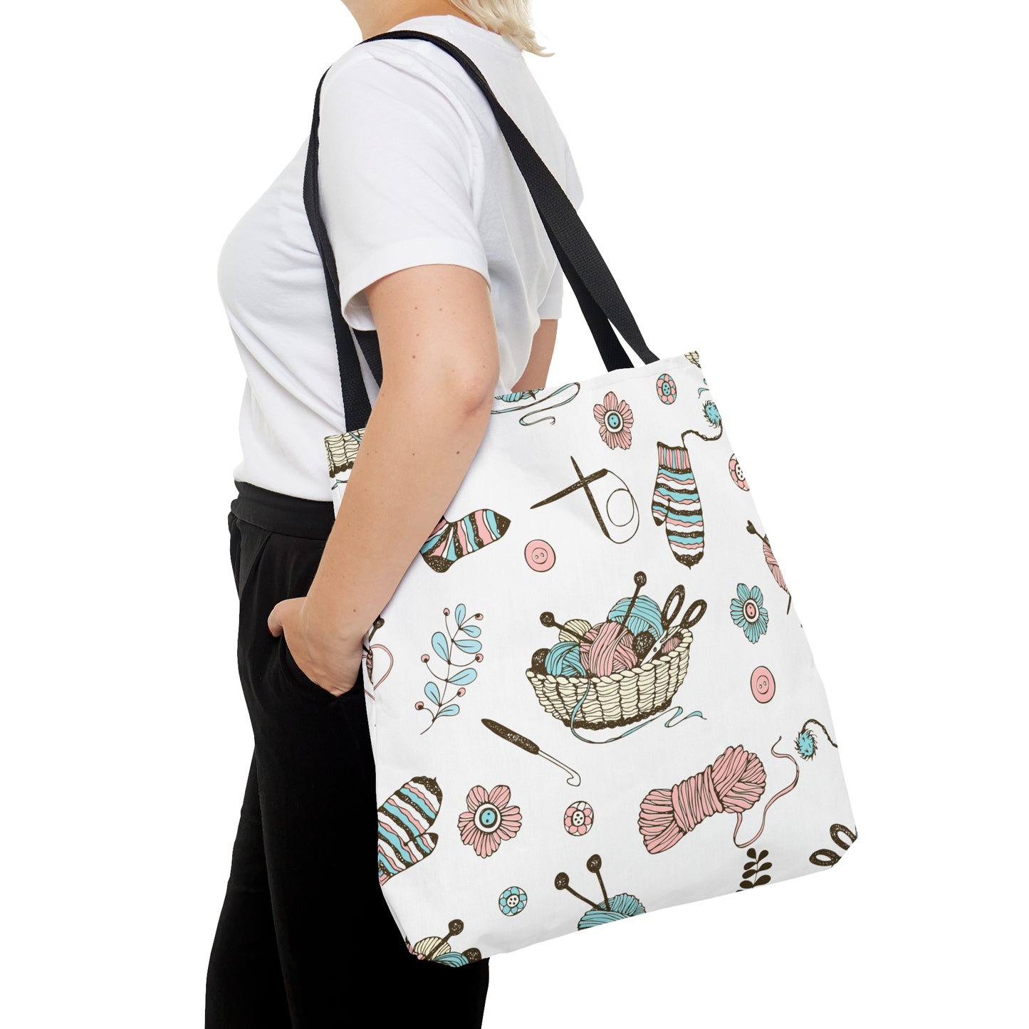 Craft, Crochet or Knitting Tote Bag, Yarn Storage Shoulder Bags, Gift for Knitter, Crafter, Grocery Shopping, School, Resusable, Travel Bag Bags Printify