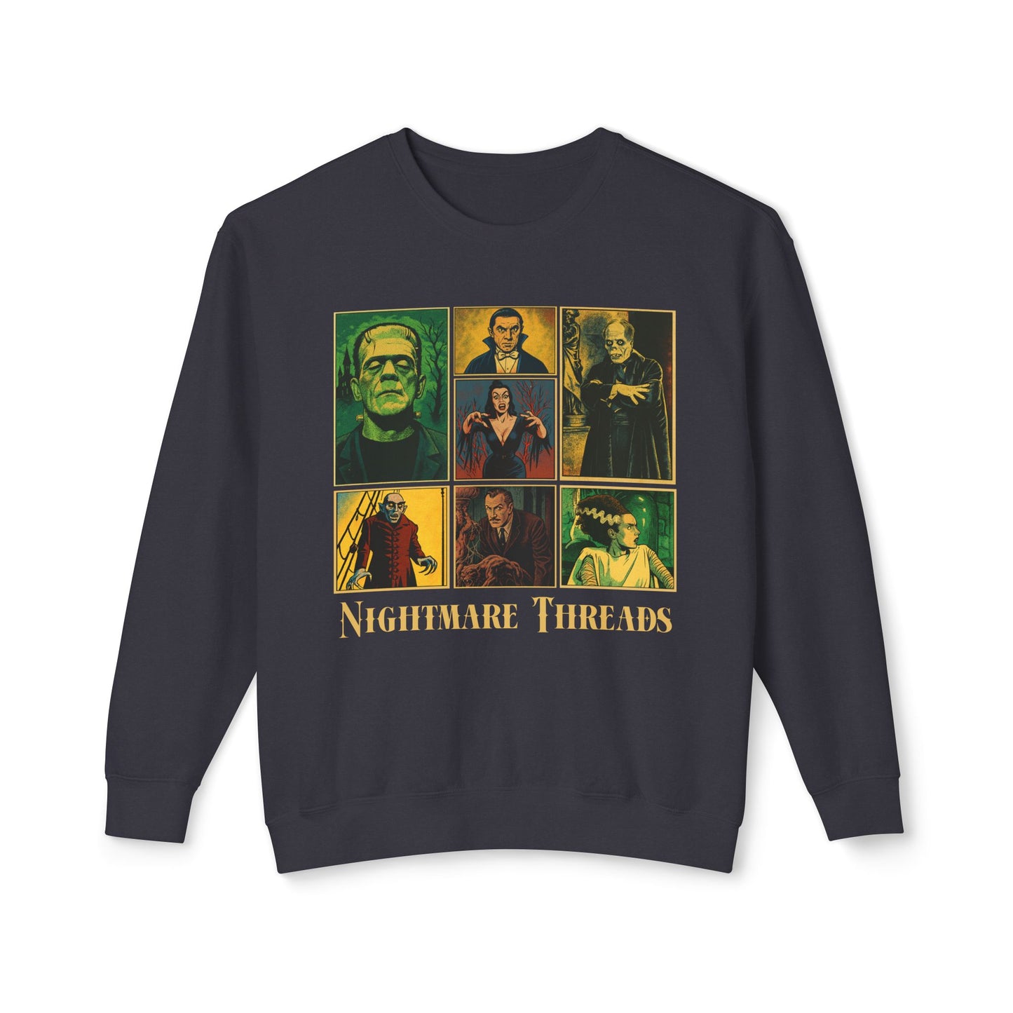 Spooky Vintage Crewneck Sweatshirt - Nightmare Threads, Halloween Apparel, Horror Movie Sweatshirt, Unisex Fashion, Cozy Fall Style Sweatshirt Printify