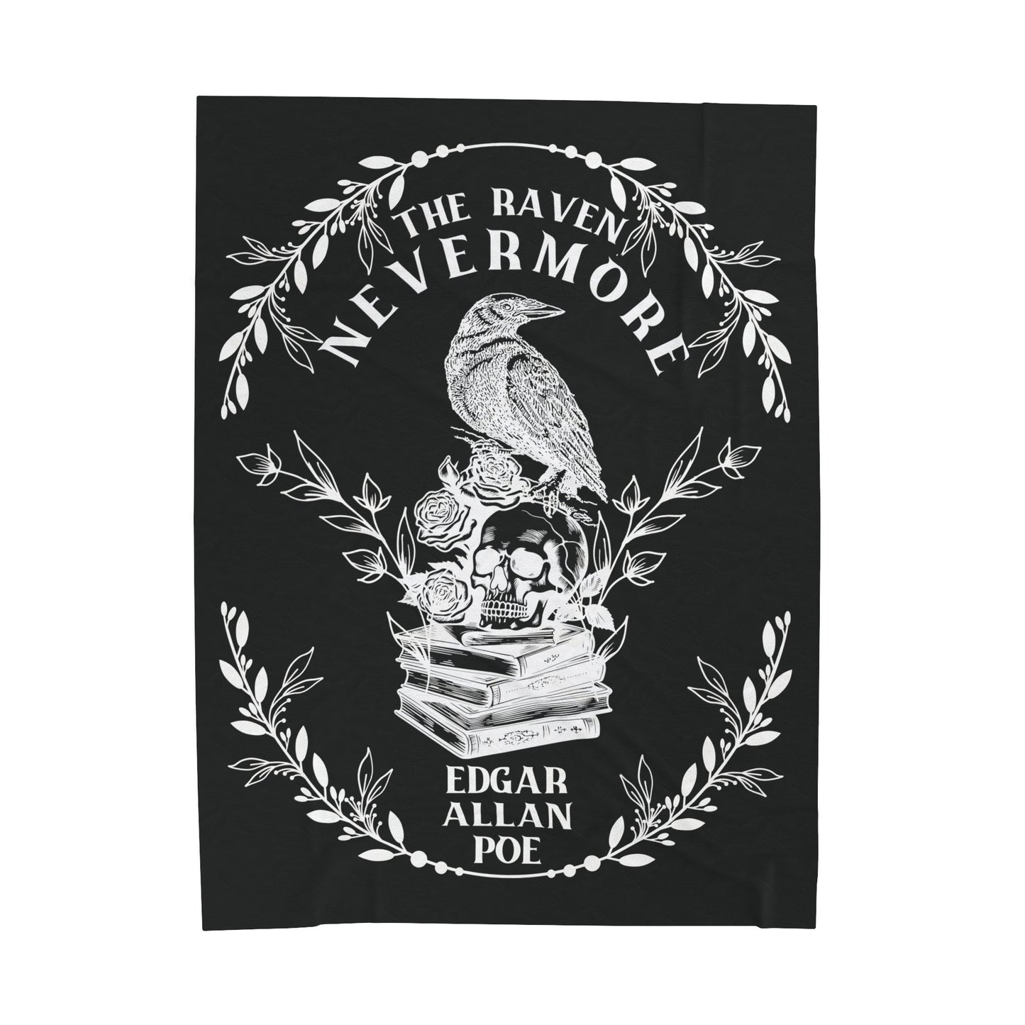Edgar Allan Poe, Nevermore The Raven Throw Blanket, Book Lover Reading Blanket, Gothic, Light, Dark Academia, Horror Movie Watching Blanket All Over Prints Printify 60" × 80"