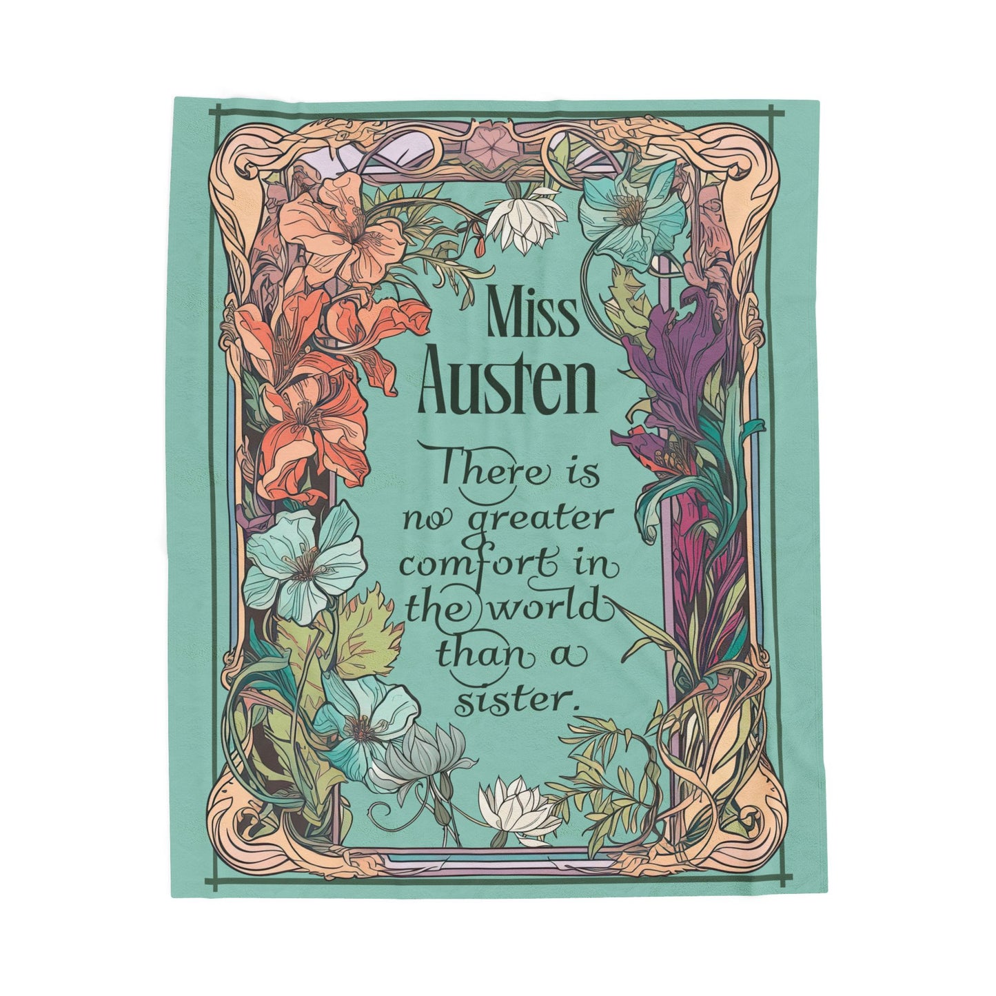 Jane Austen Quote Cozy Literary Velveteen Blanket - Perfect for Book Lovers, Gifts for Sisters, Home Decor, Reading Nook, Cozy Nights All Over Prints Printify 50" × 60"
