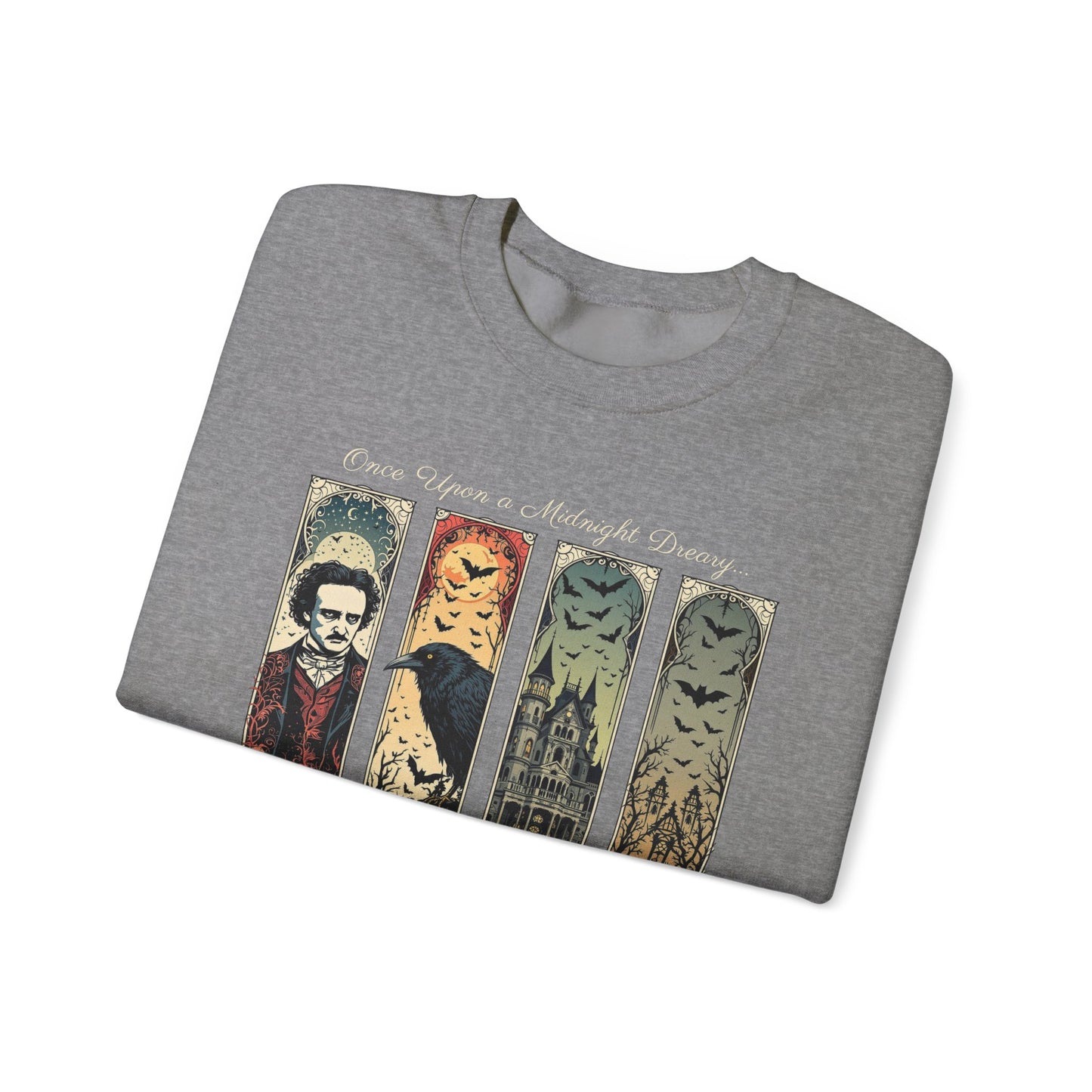 Edgar Allan Poe Sweatshirt The Raven Nevermore Gothic Horror Sweater Dark Academia Macabre Halloween Gift for Book Lovers Birthday Christmas