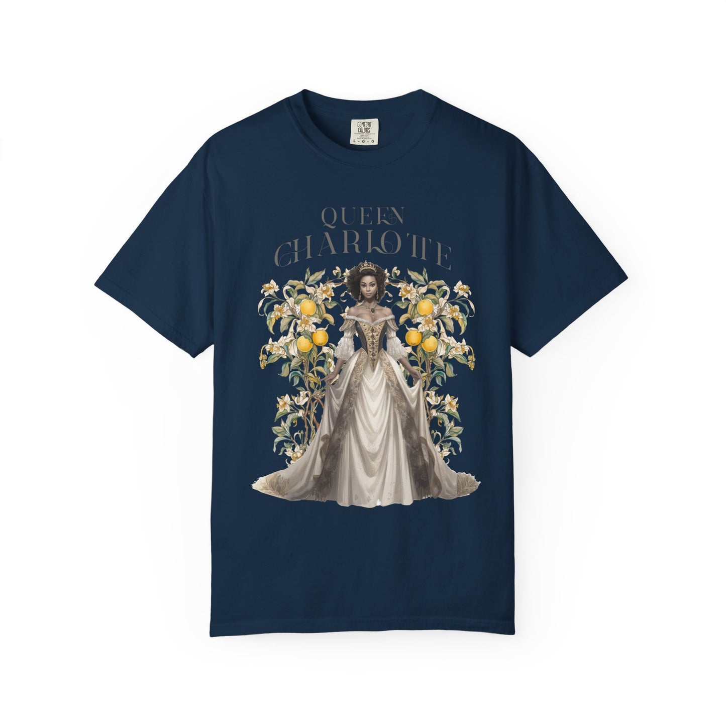 Queen Charlotte T-Shirt Literary Regency Period Tee Historical Drama Series Watching Spilling The Tea Theme Gift for Her Birthday Christmas T-Shirt Printify True Navy S