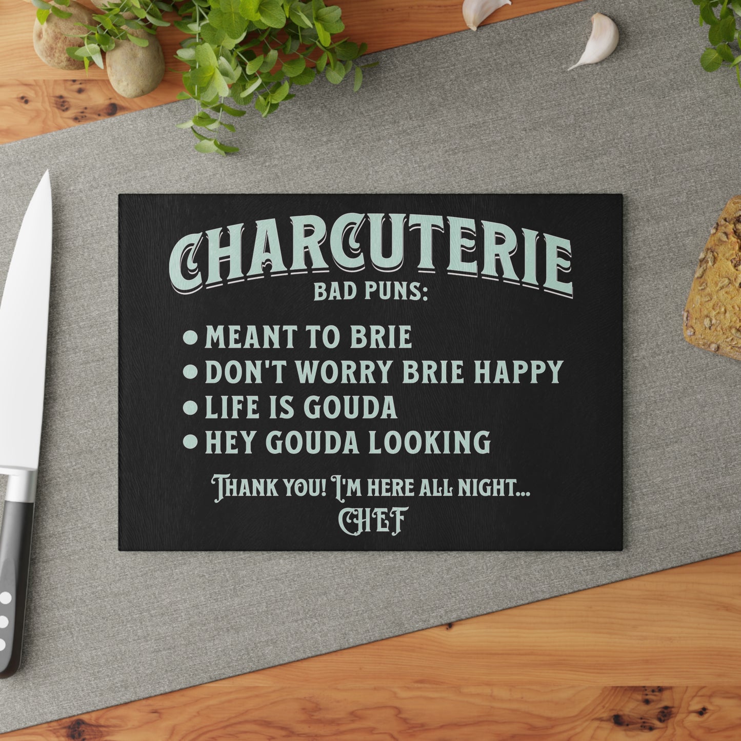 Charcuterie Board, House Warming Gift, Tempered Glass Cutting, Chopping or Serving Board, Wedding, Realtor, Shower, Host, Chef, Holiday Gift Home Decor Printify