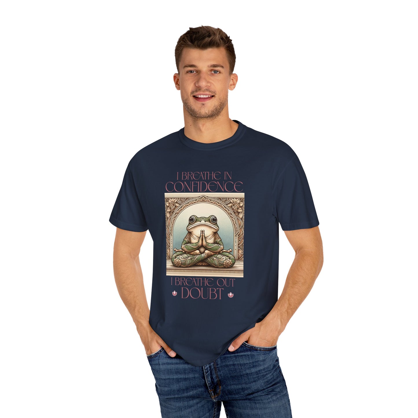 Yoga Frog I Breath in Confidence Pink Unisex T-Shirt, Casual Wear, Highlander Fan Gift, Comfortable Graphic Tee