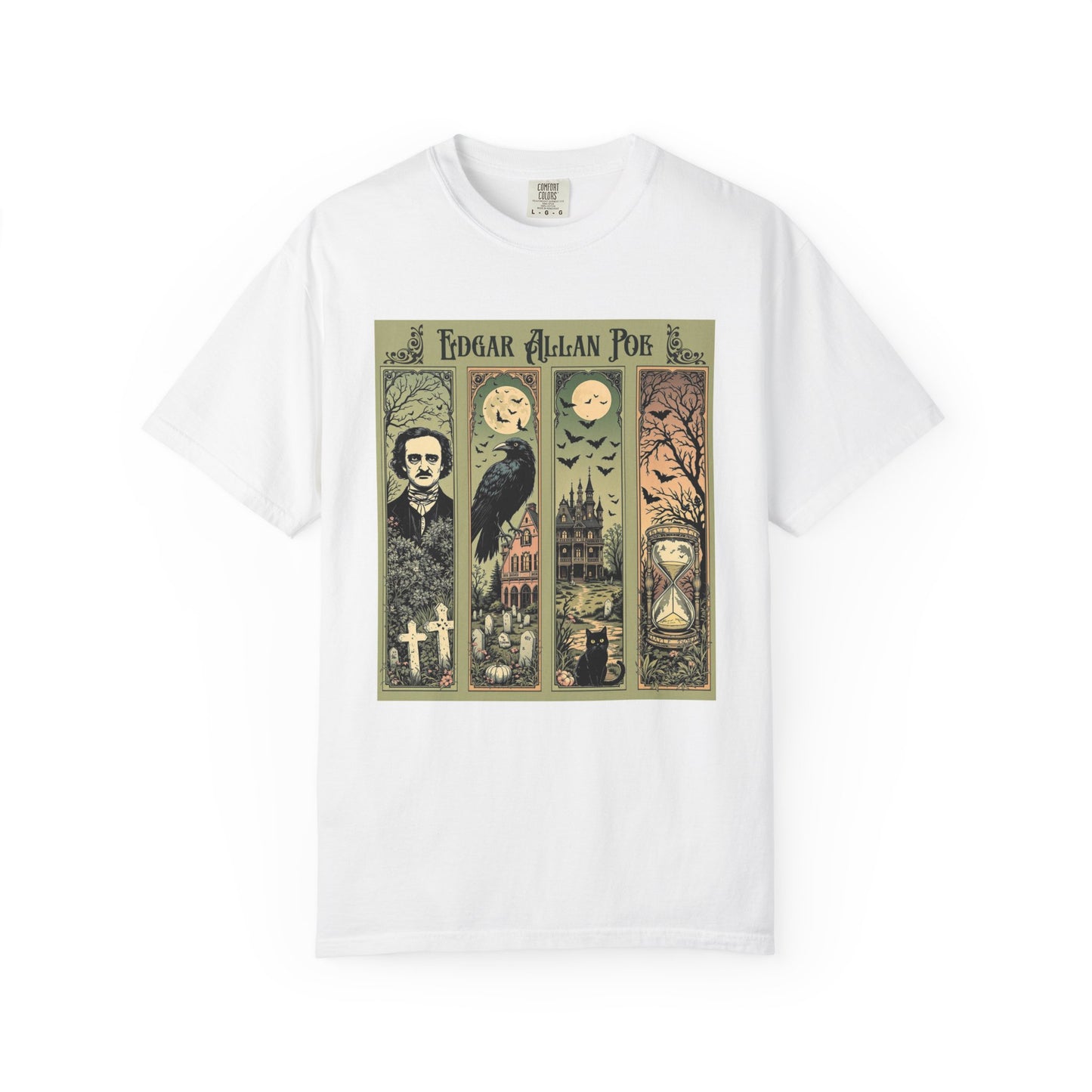 Edgar Allan Poe T-Shirt Gothic Graphic Tee The Raven Nevermore Quote Horror Literature Shirt Dark Academia Aesthetic Halloween Party Gift T-Shirt Printify White S