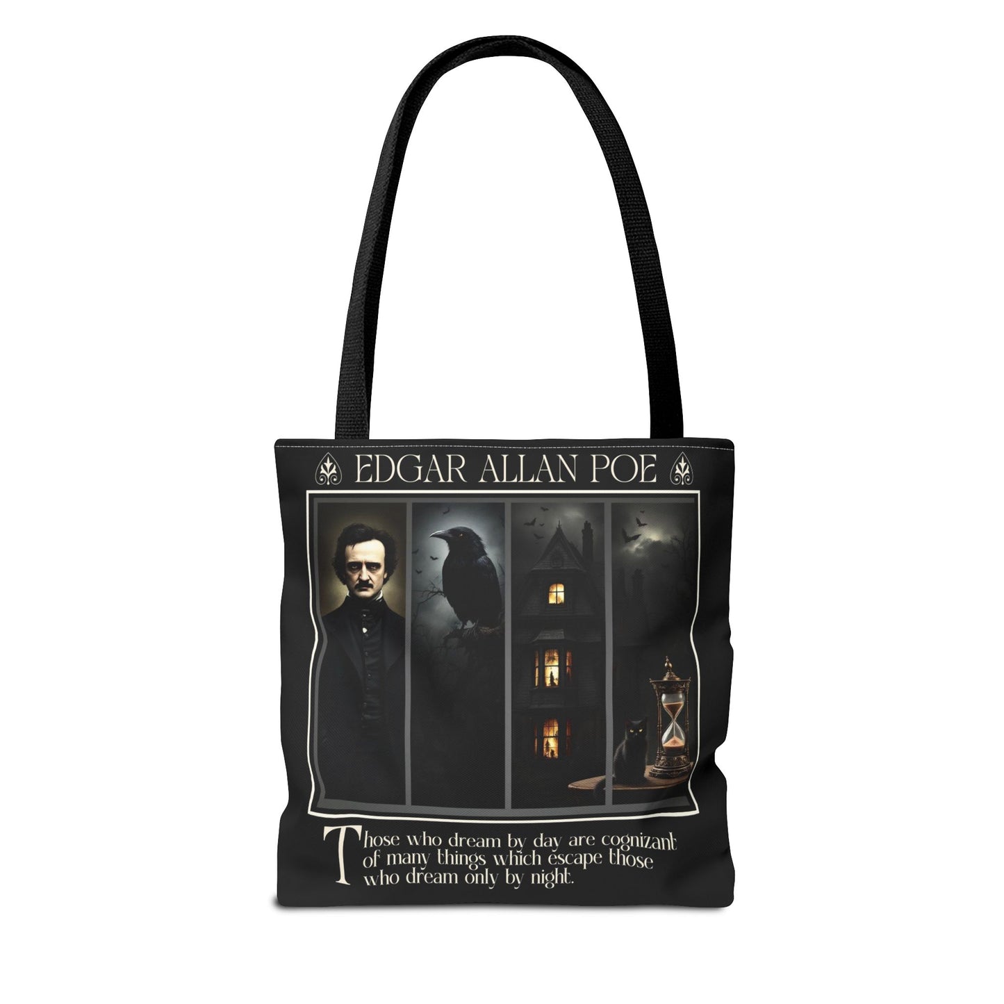 Edgar Allan Poe Tote Bag Gothic Literary Gift for Book Lover Dark Academia Macabre Accessory Halloween Tote Fall School Bag for Poetember Bags Printify