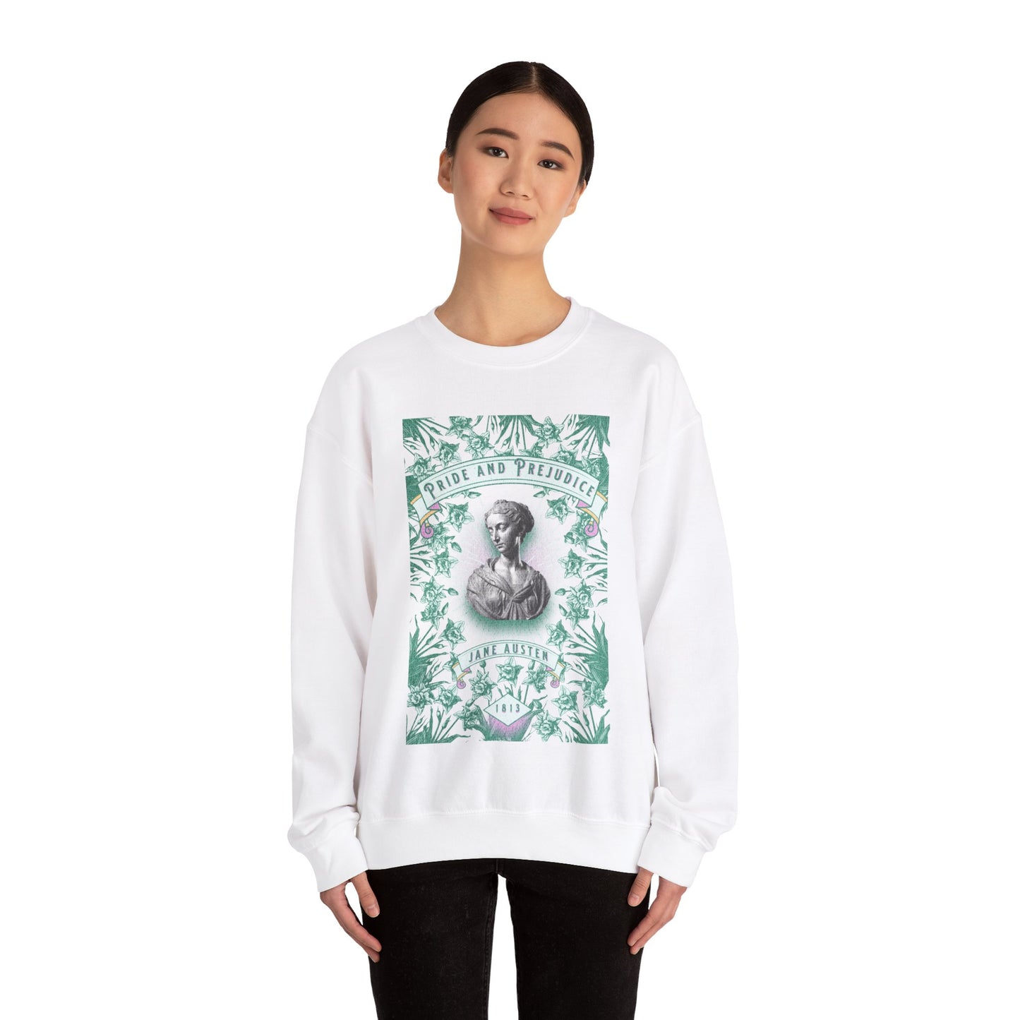 Jane Austen Sweatshirt, Pride & Prejudice Historical Romance Sweater, Bookish Literary Jane Austen Fan Art Gift, Gift for Her, Readers, Sweatshirt Printify