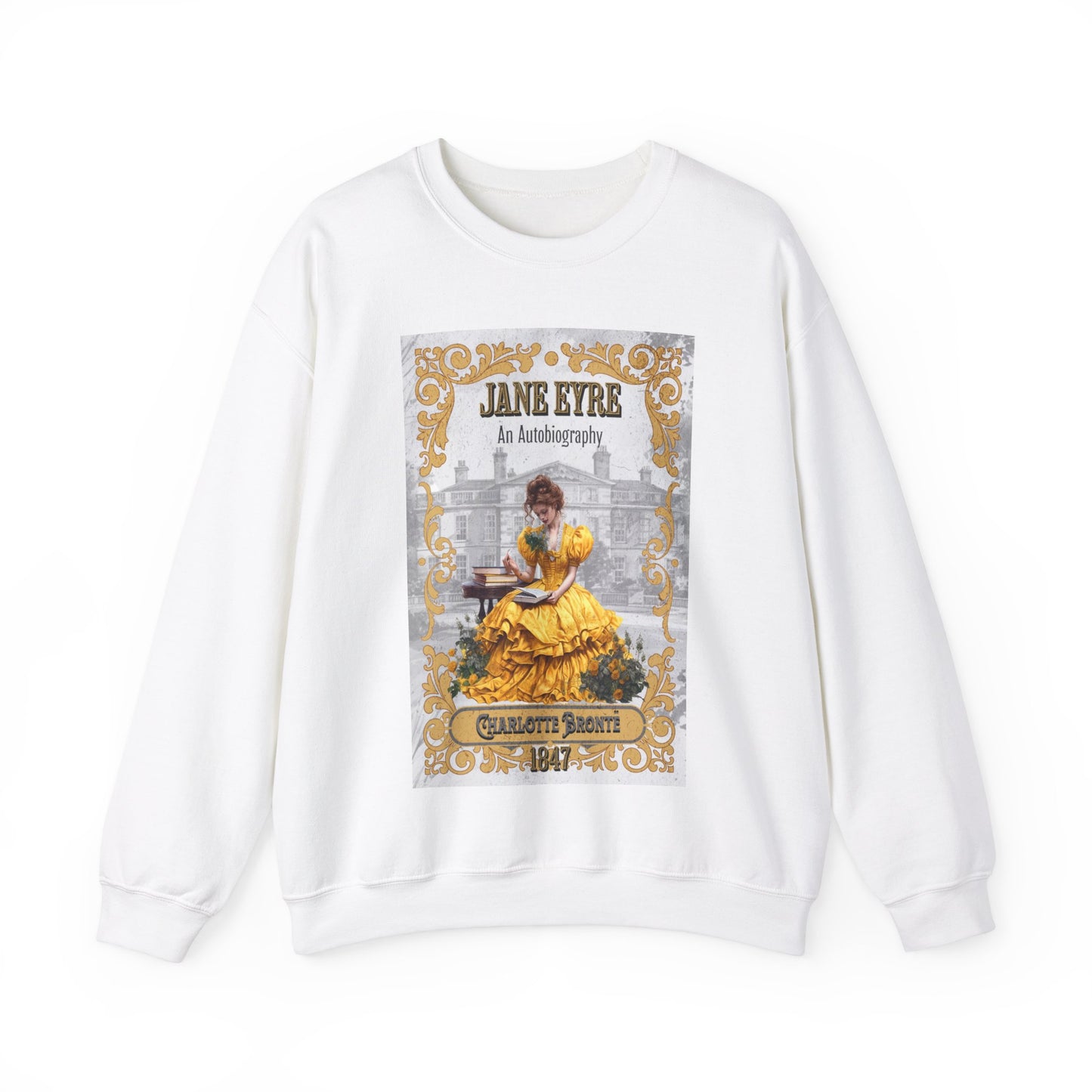 Jane Eyre Sweatshirt, Charlotte Brontë Historical Romance Sweater, Bookish Literary Brontë Sisters Fan Art Gift, Gift for Her, Readers, Sweatshirt Printify S White