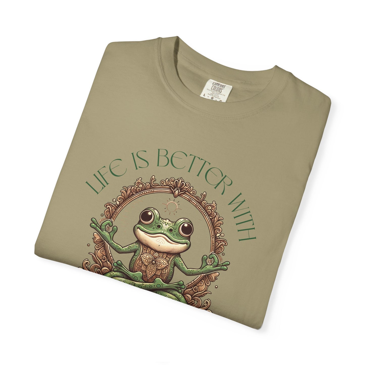Green Yoga Frog Life Is Better With Yoga Unisex T-Shirt, Casual Wear, Highlander Fan Gift, T-Shirt Printify