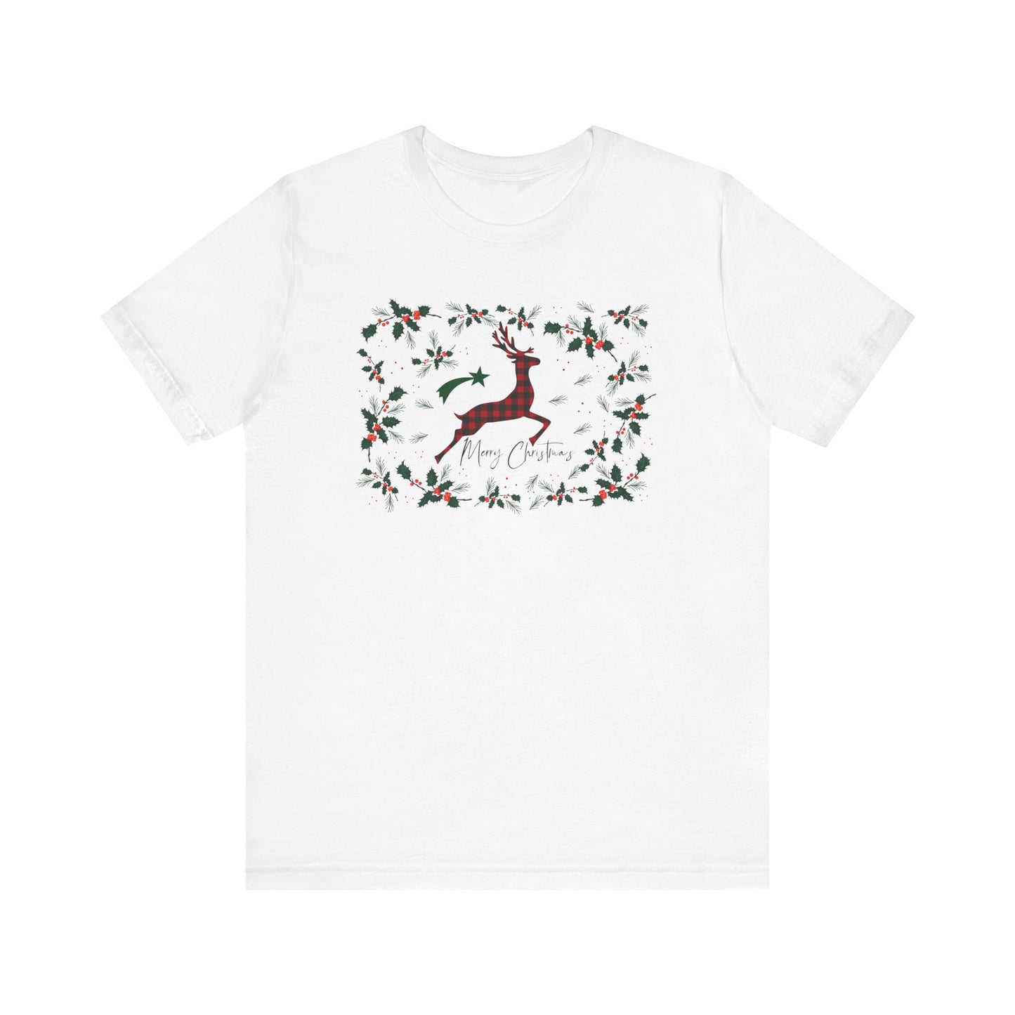 Merry Christmas Plaid Reindeer Shirt, Country Reindeer Shirt, Christmas Family Shirt, Christmas Shirt, Merry Christmas Shirt, Christmas Gift T-Shirt Printify White XS
