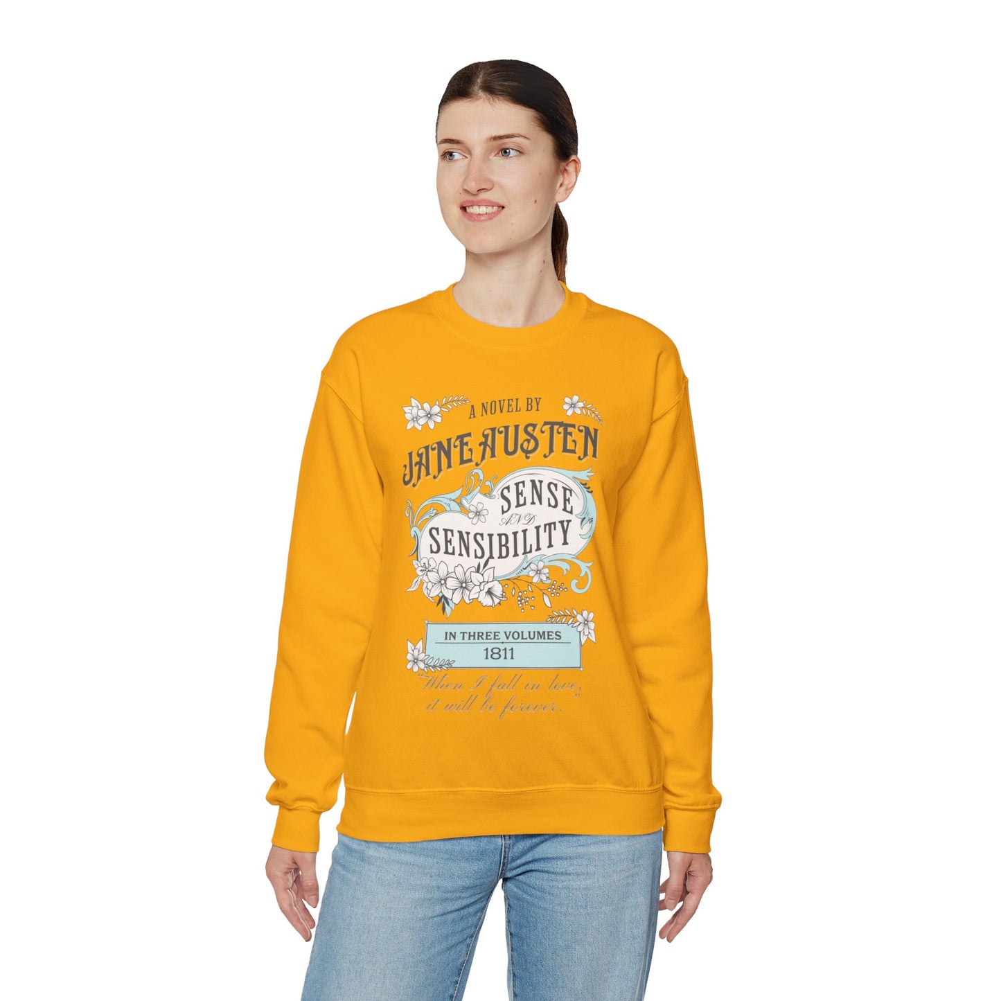 Jane Austen Sweatshirt, Sense & Sensibility Historical Romance Sweater, Bookish Literary Jane Austen Fan Art Gift, Gift for Her, Readers, Sweatshirt Printify