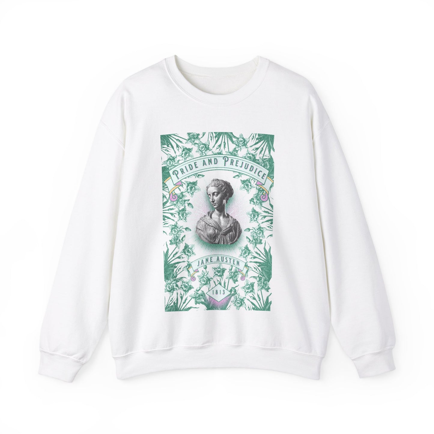 Jane Austen Sweatshirt, Pride & Prejudice Historical Romance Sweater, Bookish Literary Jane Austen Fan Art Gift, Gift for Her, Readers, Sweatshirt Printify S White