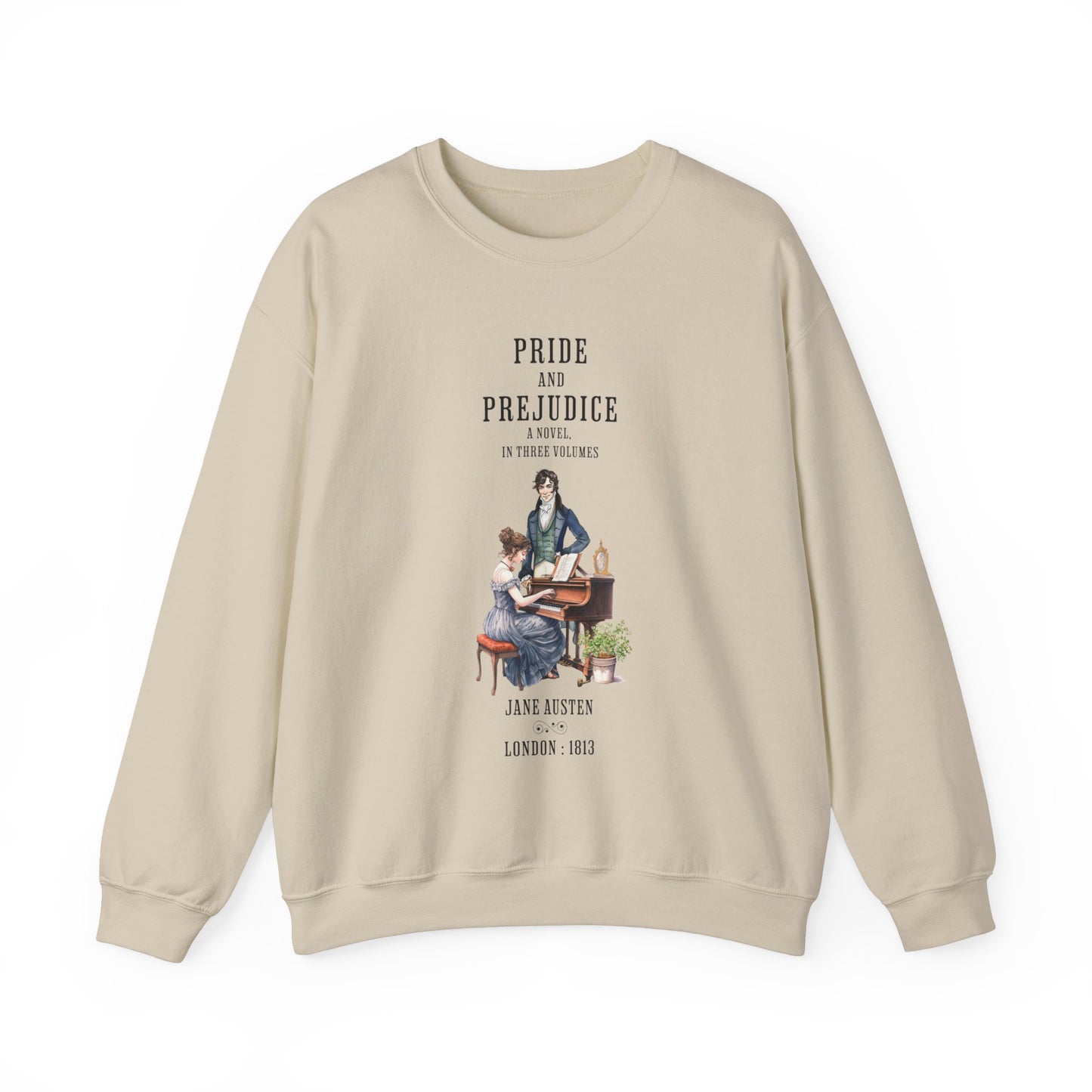 Jane Austen Sweatshirt, Pride & Prejudice Historical Romance Sweater, Bookish Literary Jane Austen Fan Art Gift for Her, Bookclub Shirt Sweatshirt Printify S Sand