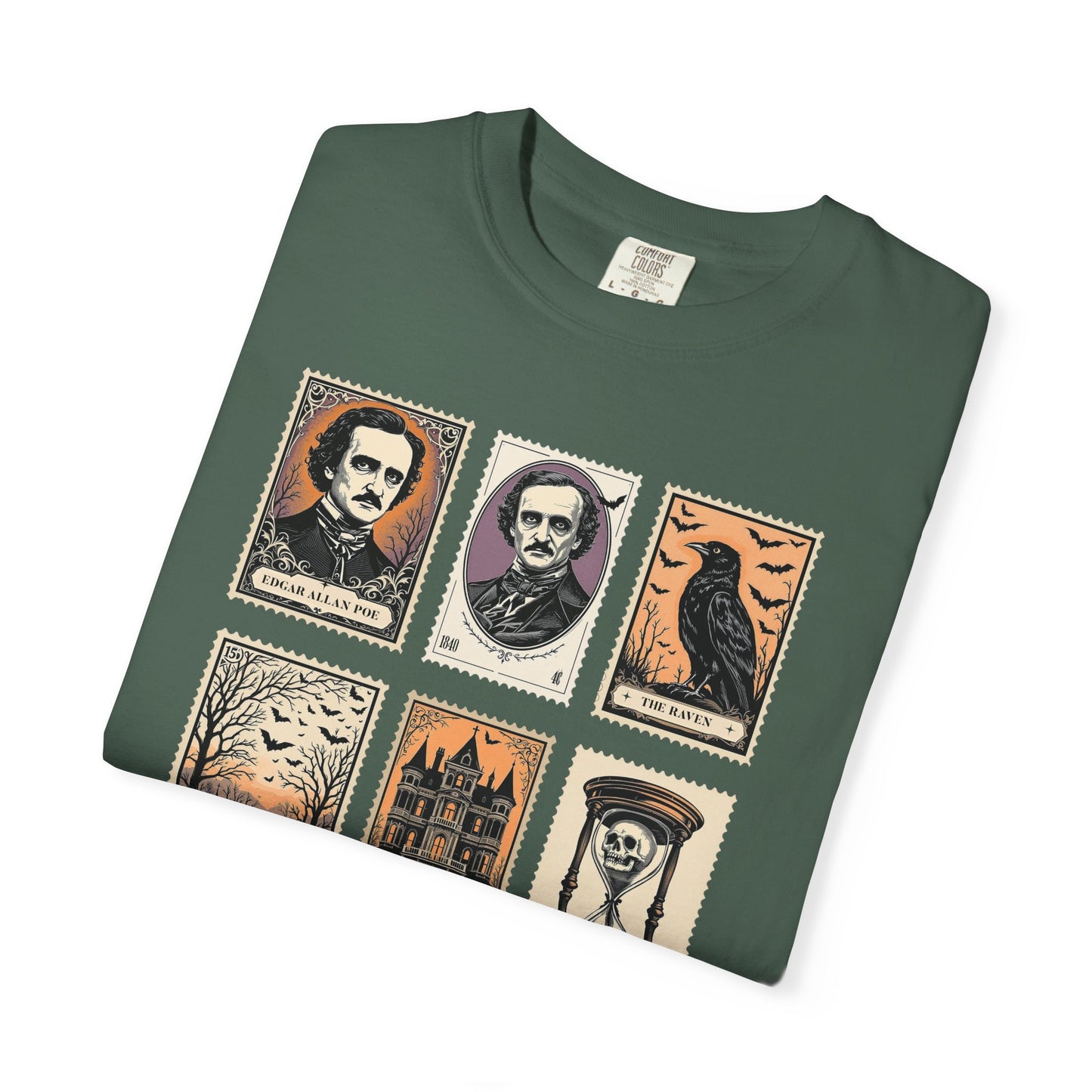Edgar Allan Poe T-Shirt Gothic Graphic Tee The Raven Nevermore Quote Horror Literature Shirt Dark Academia Aesthetic Halloween Party Gift