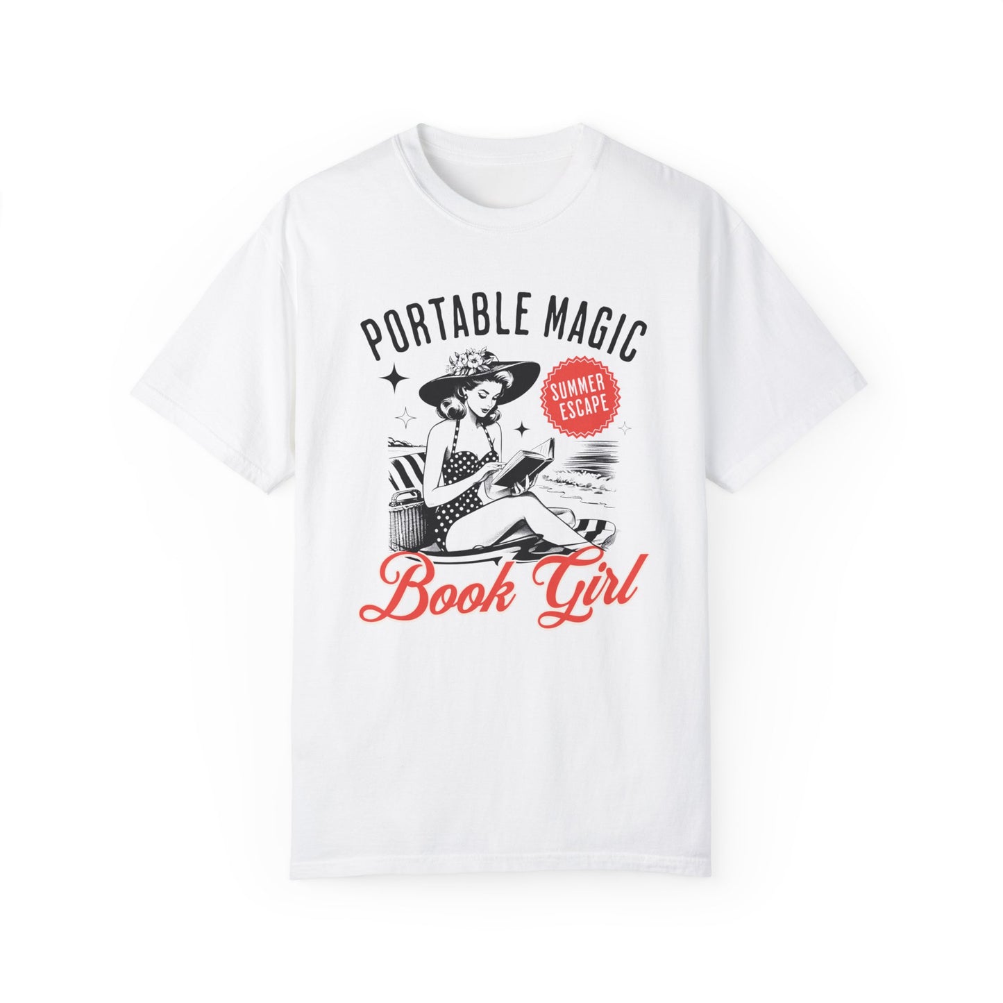 Portable Magic Book TShirt Retro Book Girl Summer Shirt Reader Lover Beach Bookish Gift For Vacation Romance Fantasy Reader Book Club Gifts T-Shirt Printify