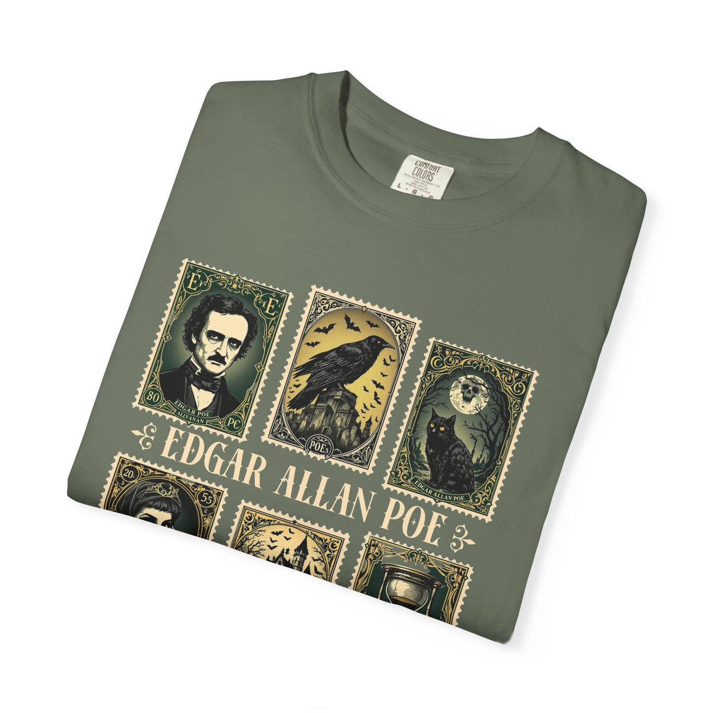 Edgar Allan Poe T-Shirt Gothic Graphic Tee The Raven Nevermore Quote Horror Literature Shirt Dark Academia Aesthetic Halloween Party Gift