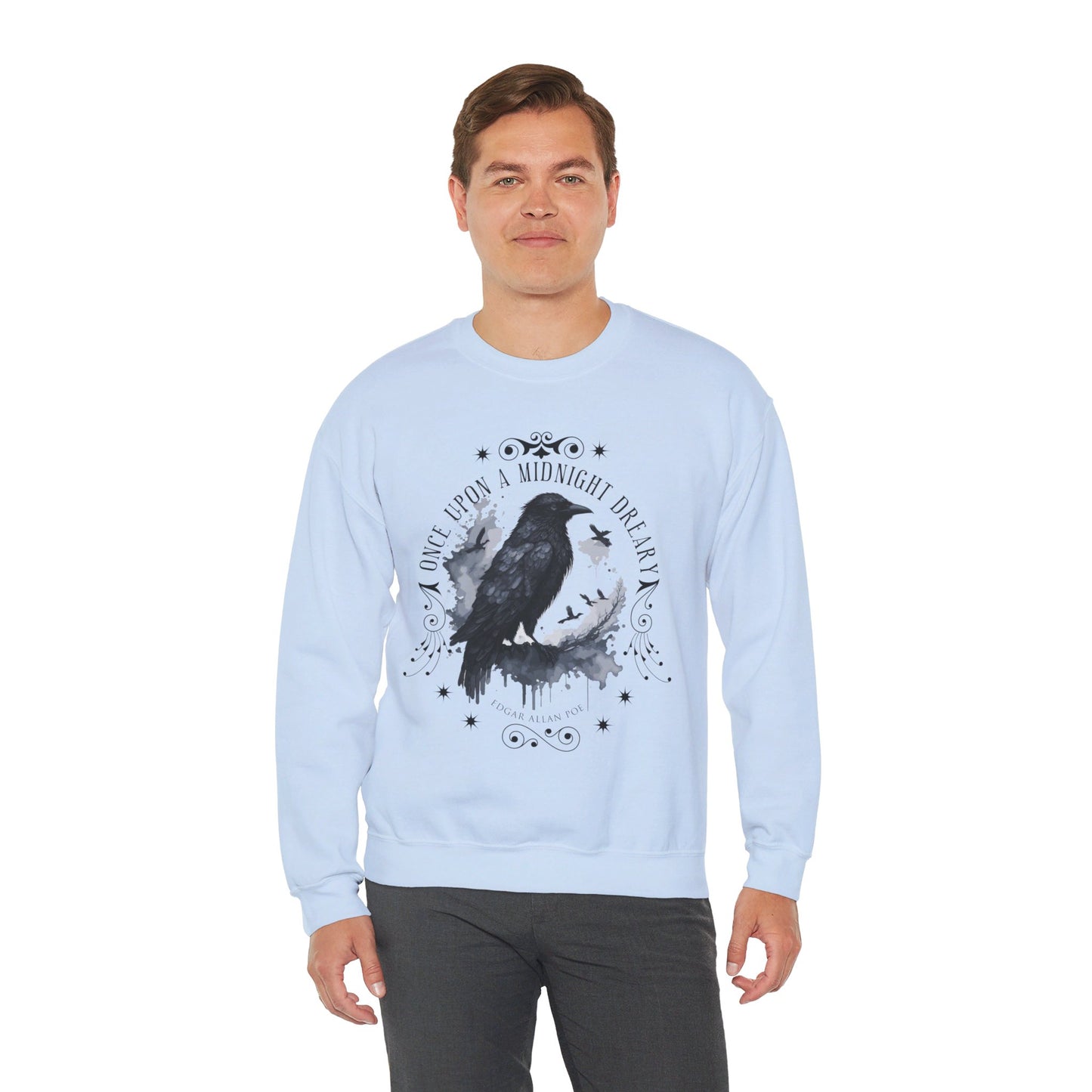 Edgar Allan Poe, The Raven Sweatshirt, Poet, Poetry Lover Sweater, Book Lover, Haunting Gothic Gift, Light, Dark Academia, Horror Movie Top Sweatshirt Printify