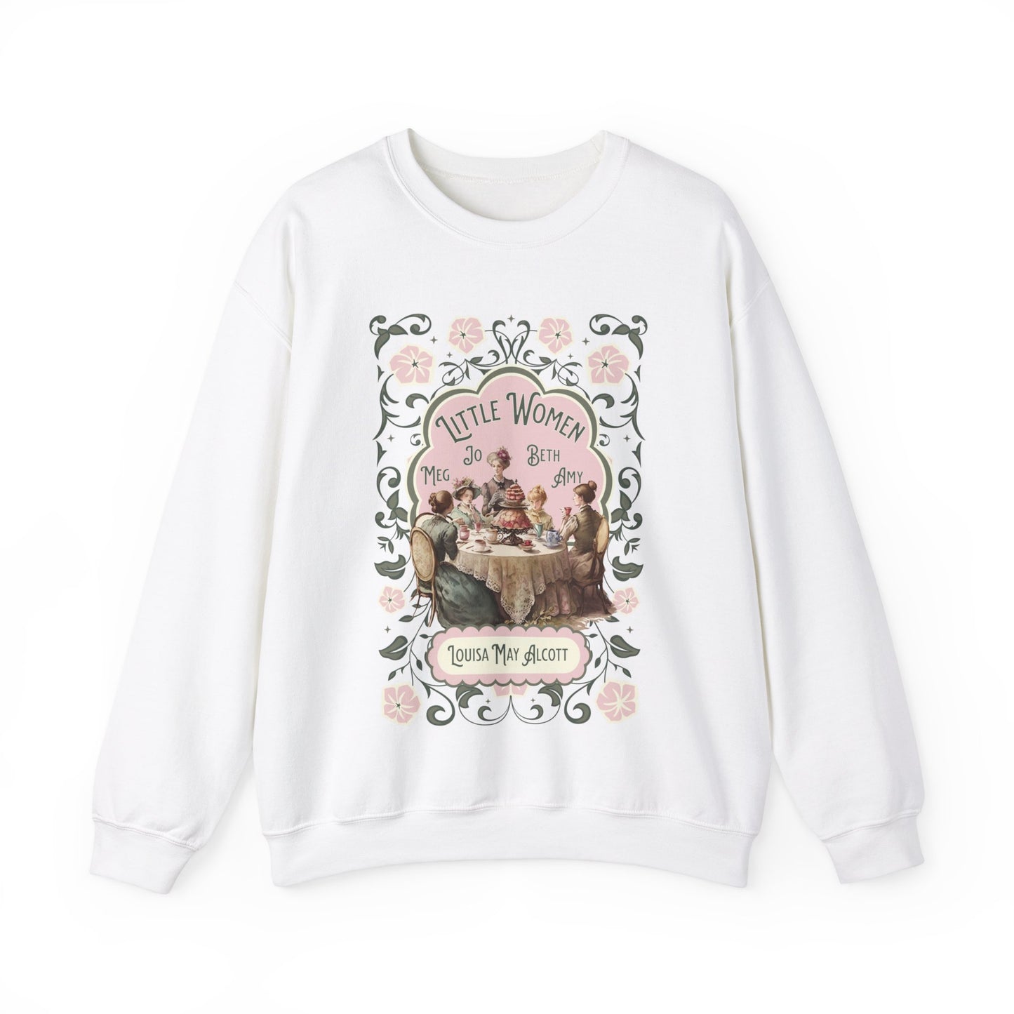 Little Women Sweatshirt, Louisa May Alcott Historical Romance Sweater, Bookish Literary Fan Art Gift, Gift for Her, Bookclub Crewneck Shirt Sweatshirt Printify S White