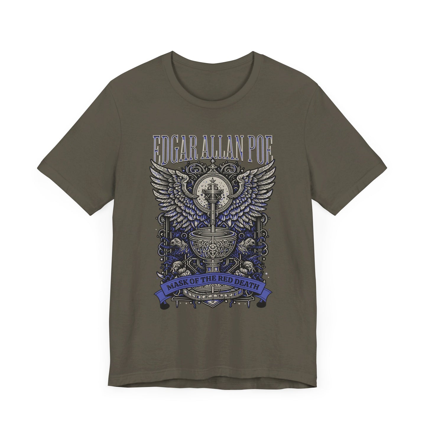 Edgar Allan Poe, Mask Of The Red Death T-Shirt, Book Lover Tee, Haunting Gothic Gift, Light, Dark Academia, Literary Poetry Bookclub Shirt T-Shirt Printify