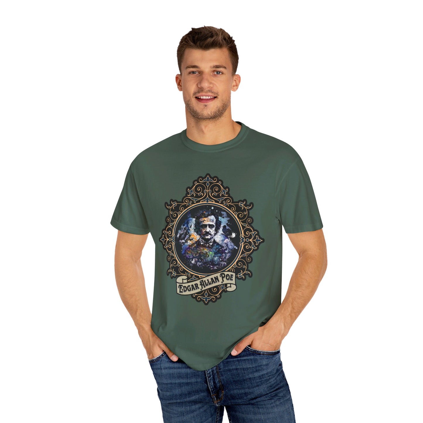Edgar Allan Poe Shirt, Poet, Poetry Lover Tee, Book, Reading Lover Shirt, Halloween, Gothic, Light Academia Gifts, Comfort Colours TShirt T-Shirt Printify