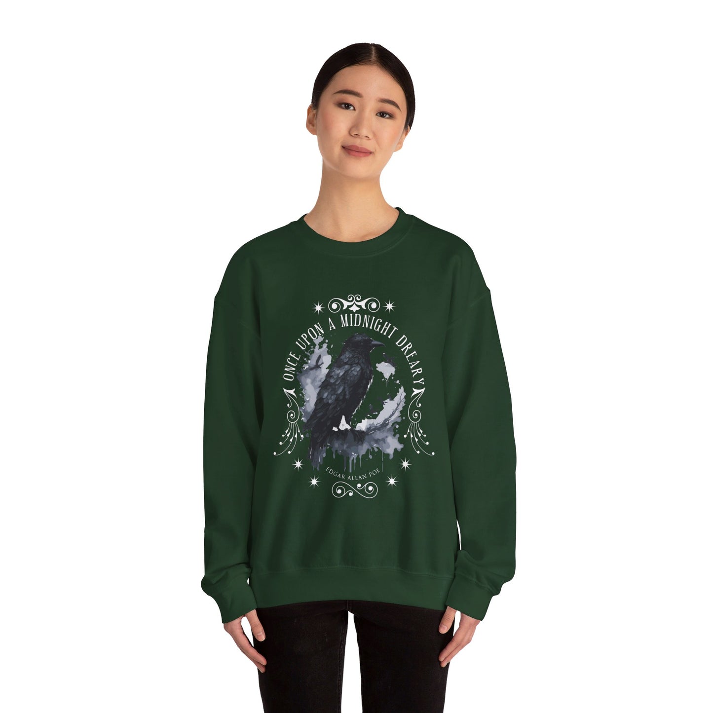 Edgar Allan Poe, The Raven Sweatshirt, Poet, Poetry Lover Sweater, Book Lover, Haunting Gothic Gift, Light, Dark Academia, Horror Movie Top Sweatshirt Printify