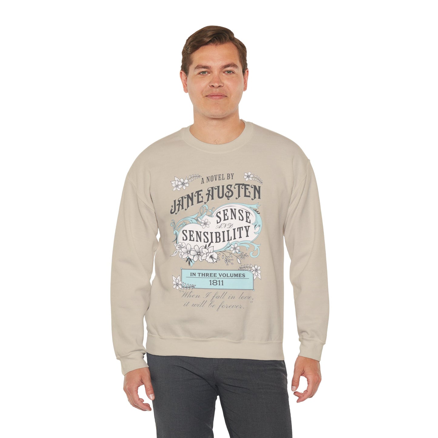 Jane Austen Sweatshirt, Sense & Sensibility Historical Romance Sweater, Bookish Literary Jane Austen Fan Art Gift, Gift for Her, Readers, Sweatshirt Printify