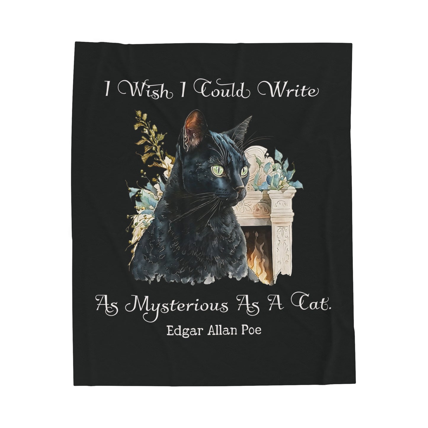 Edgar Allan Poe, The Black Cat Throw Blanket, Soft Book Lover Reading Blanket, Gothic Dark Academia, Horror Movie Watching Plush, Fairycore All Over Prints Printify 50" × 60"