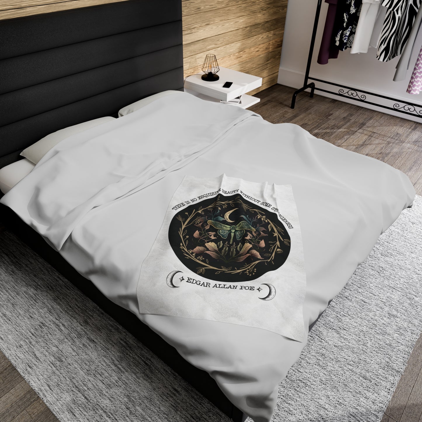 Edgar Allan Poe, Nevermore The Raven Throw Blanket, Book Lover Reading Blanket, Gothic, Light, Dark Academia, Horror Movie Watching Blanket All Over Prints Printify