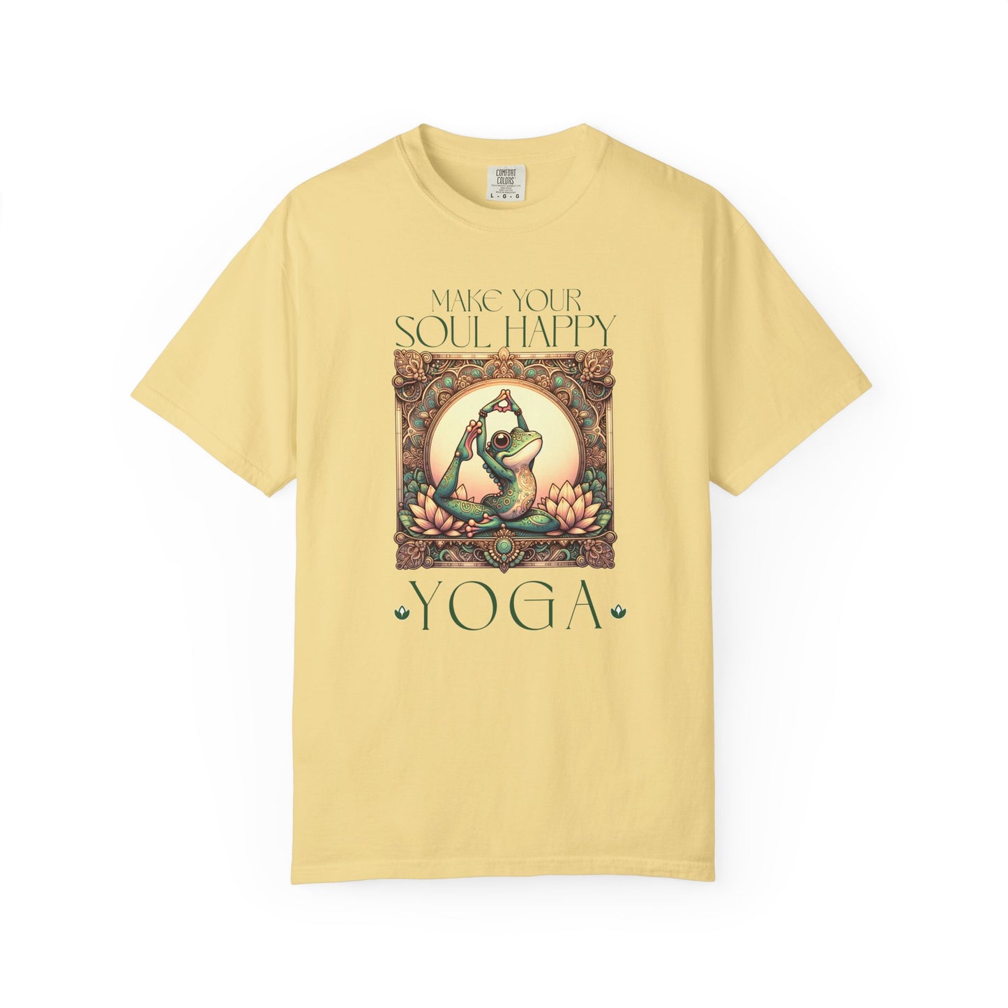 Green Yoga Frog Make Your Soul Happy Unisex T-Shirt, Casual Wear, Highlander Fan Gift, T-Shirt Printify Butter S