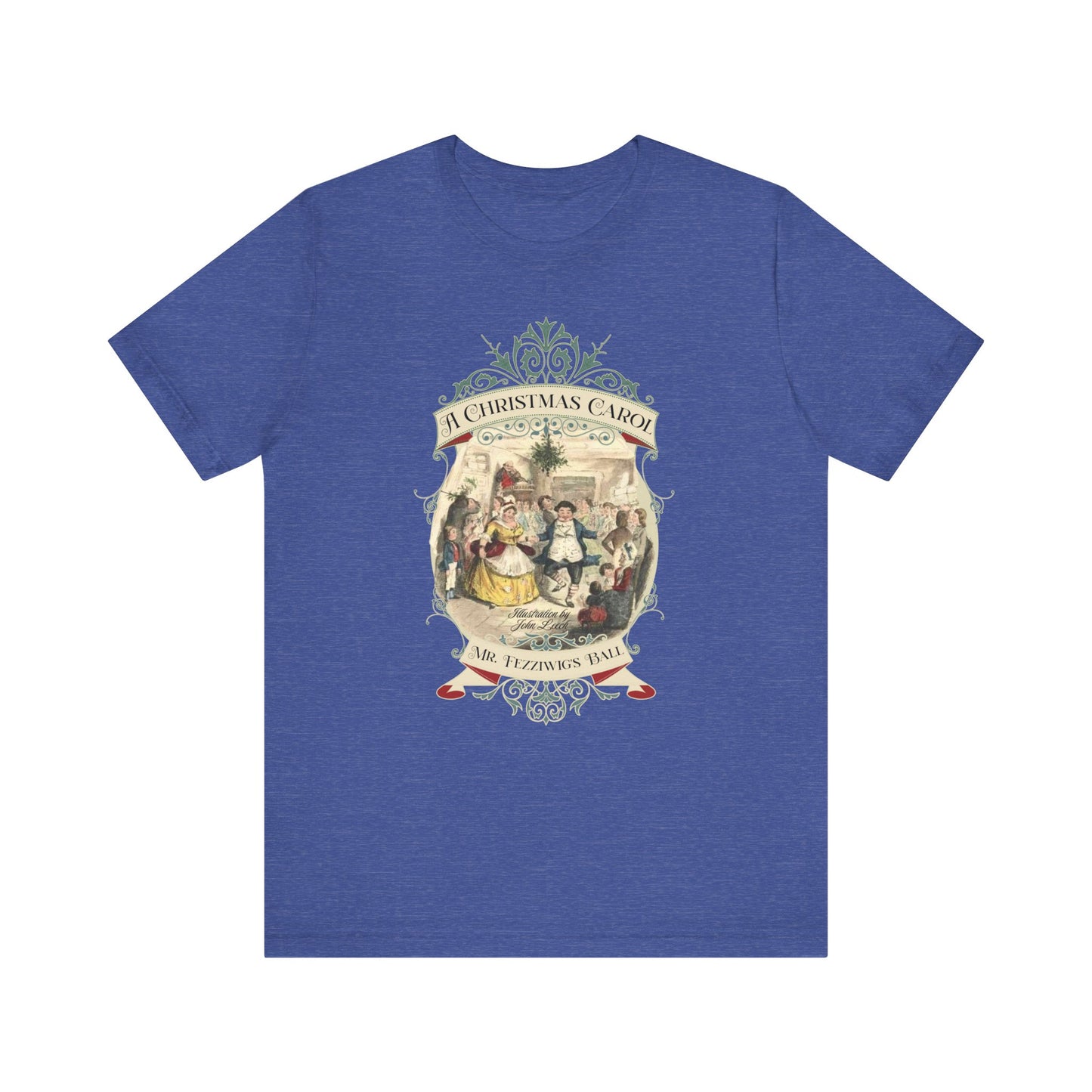 A Christmas Carol TShirt, Vintage Charles Dickens Victorian, Scrooge Fezziwig's Ball, Holiday Tradition X-Mas Movie T-shirt Bookish Christmas T-Shirt Printify Heather True Royal XS