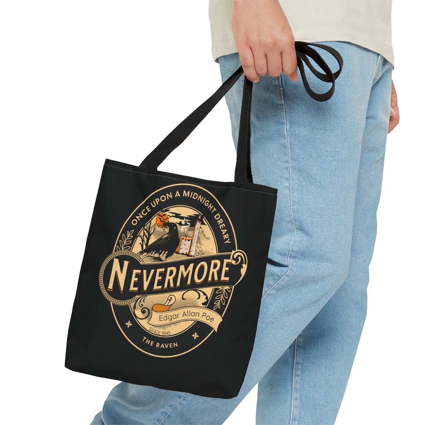 Edgar Allan Poe Tote Bag, The Raven Vintage Poetry Lover Shoulder Bag, Dark Academia, Literary, Bookish, Bookclub Gift, Fall Autumn Gift Bags Printify