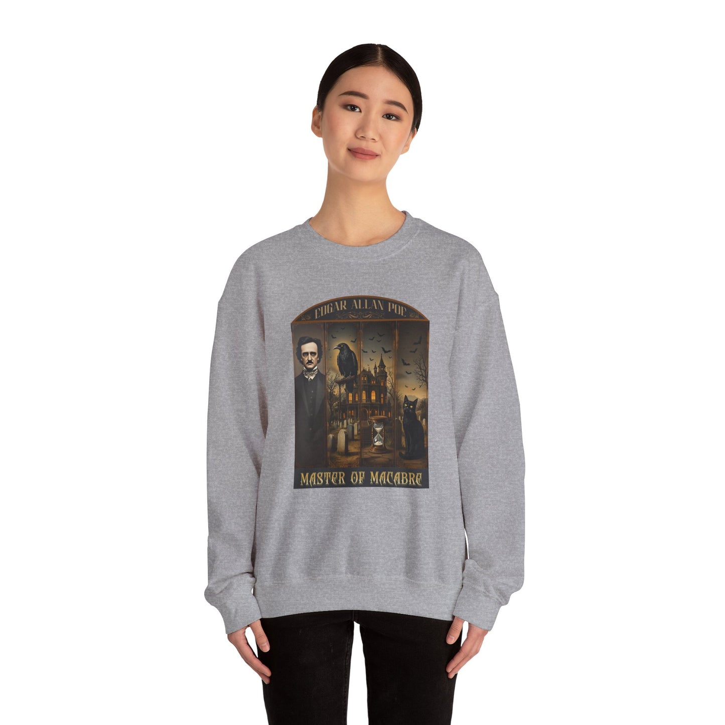 Edgar Allan Poe Sweatshirt The Raven Nevermore Gothic Horror Sweater Dark Academia Macabre Halloween Gift for Book Lovers Birthday Christmas