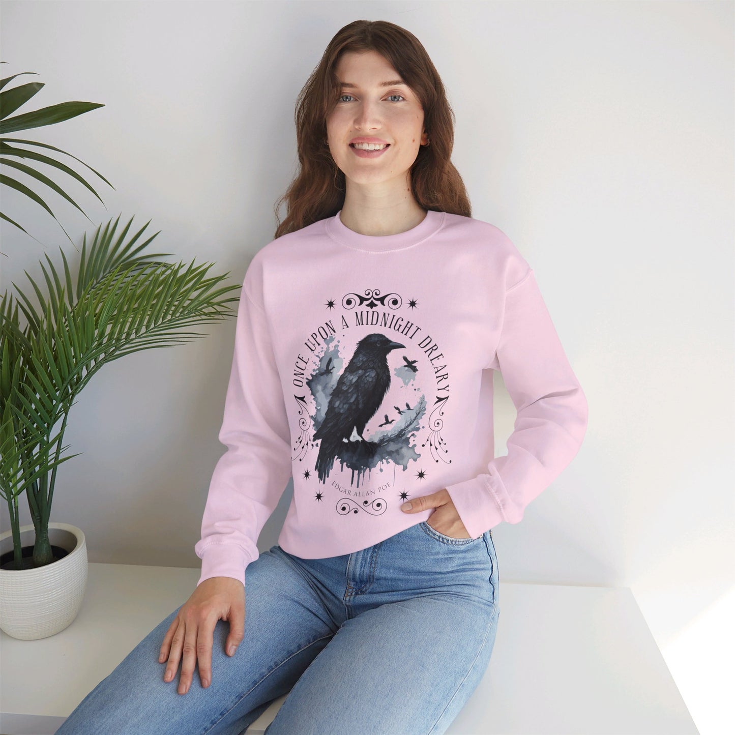 Edgar Allan Poe, The Raven Sweatshirt, Poet, Poetry Lover Sweater, Book Lover, Haunting Gothic Gift, Light, Dark Academia, Horror Movie Top Sweatshirt Printify