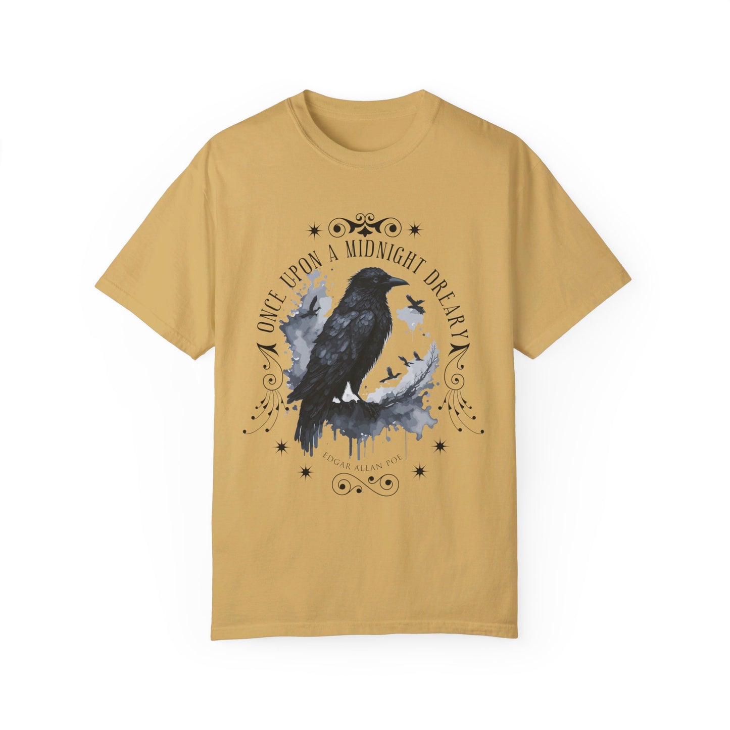 Edgar Allan Poe Shirt, The Raven Nevermore Poet, Poetry Lover Tee, Book, Reading Lover Shirt, Gothic, Light Academia Gifts, Comfort Colours T-Shirt Printify Mustard S