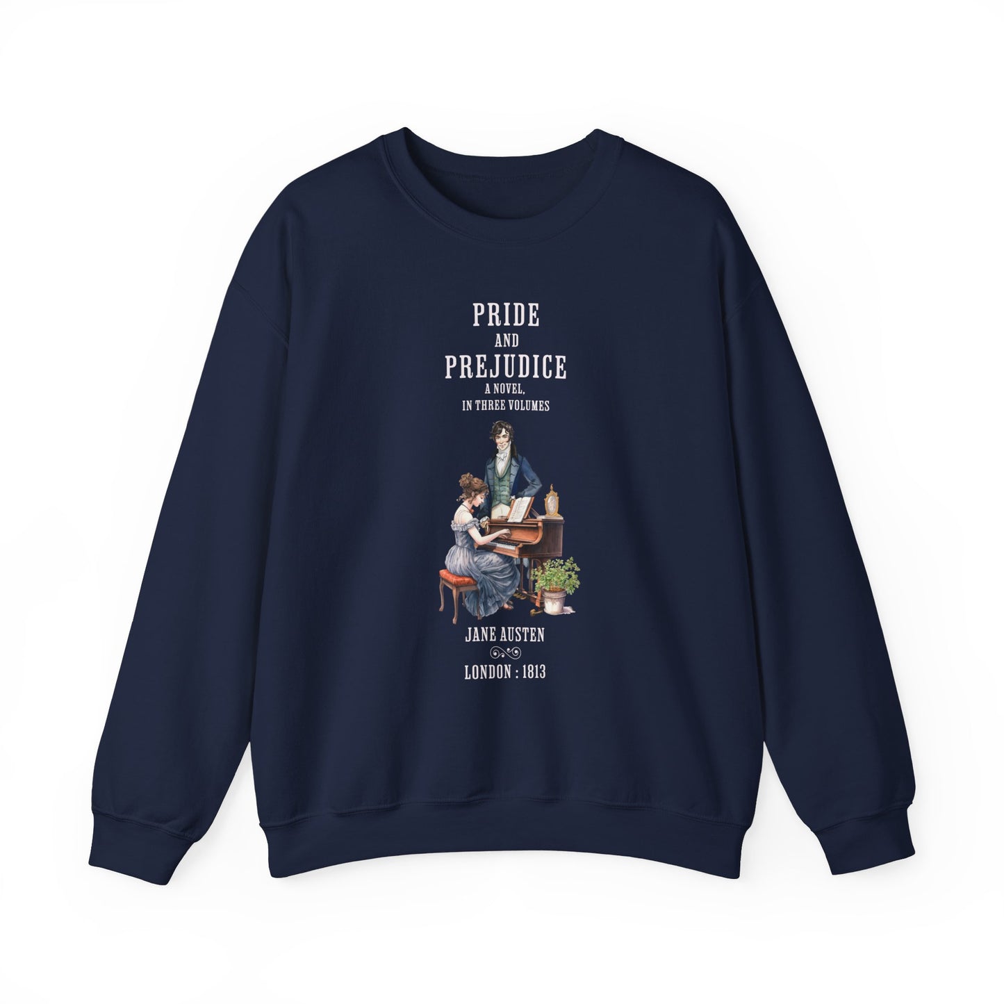 Jane Austen Sweatshirt, Pride & Prejudice Historical Romance Sweater, Bookish Literary Jane Austen Fan Art Gift for Her, Bookclub Shirt Sweatshirt Printify S Navy