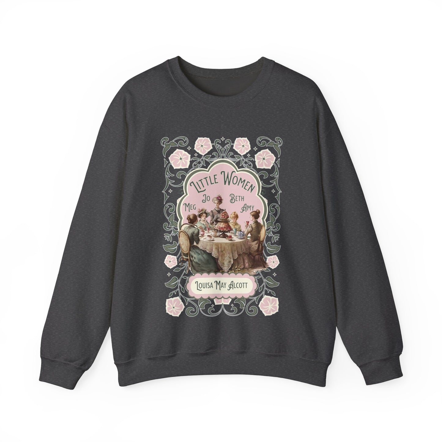 Little Women Sweatshirt, Louisa May Alcott Historical Romance Sweater, Bookish Literary Fan Art Gift, Gift for Her, Bookclub Crewneck Shirt Sweatshirt Printify S Dark Heather