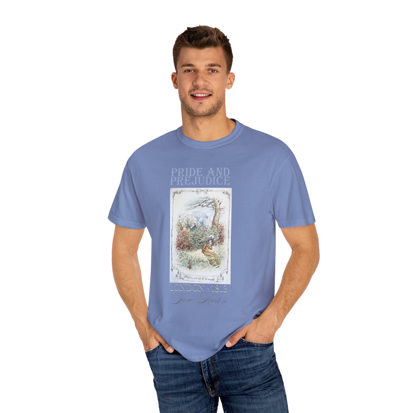 Jane Austen Comfort Colors TShirt, Pride & Prejudice Historical Romance, Bookish Literary Jane Austen Fan Art Gift for Her Bookclub Tee T-Shirt Printify