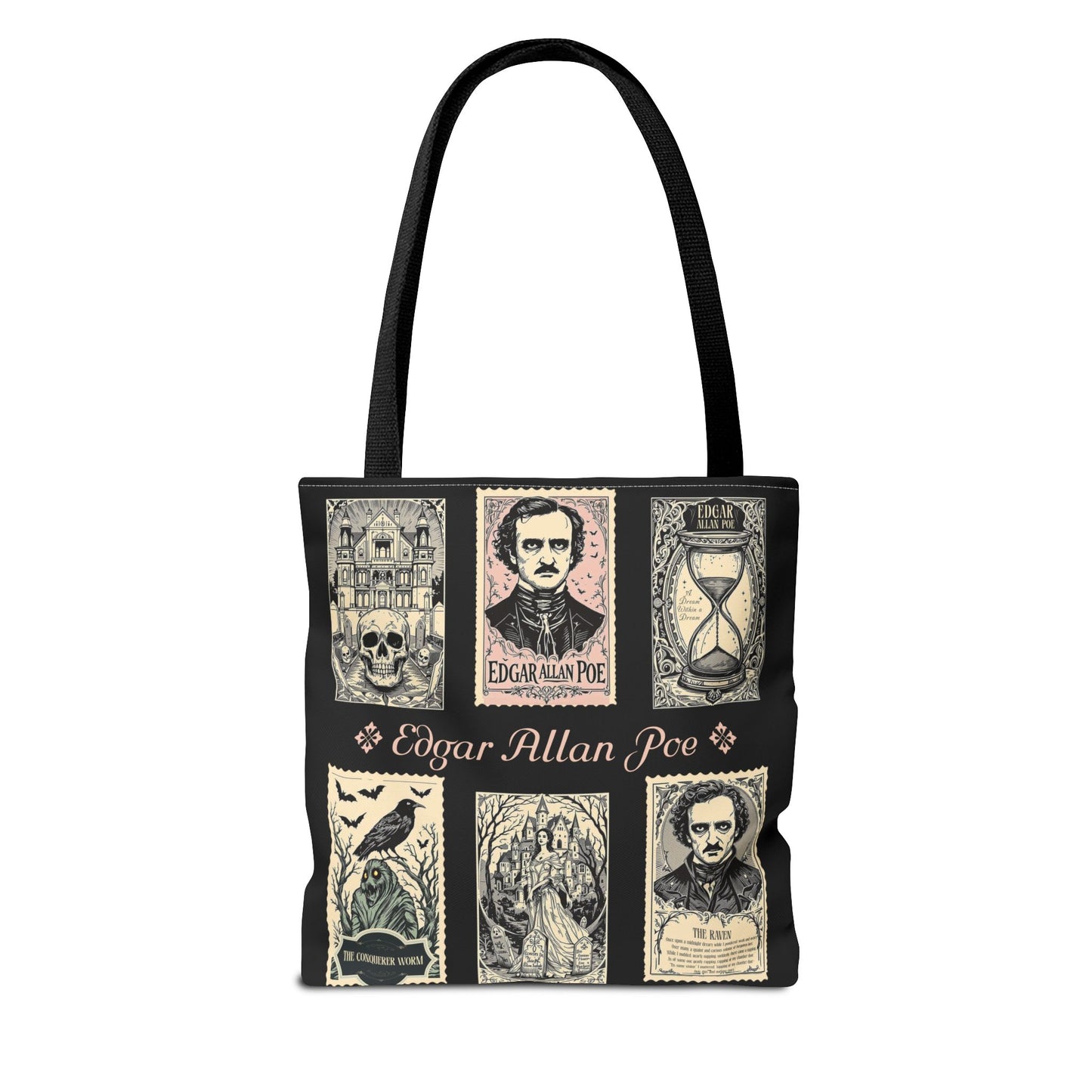 Edgar Allan Poe Tote Bag Gothic Literary Gift for Book Lover Dark Academia Macabre Accessory Halloween Tote Fall School Bag for Poetember Bags Printify