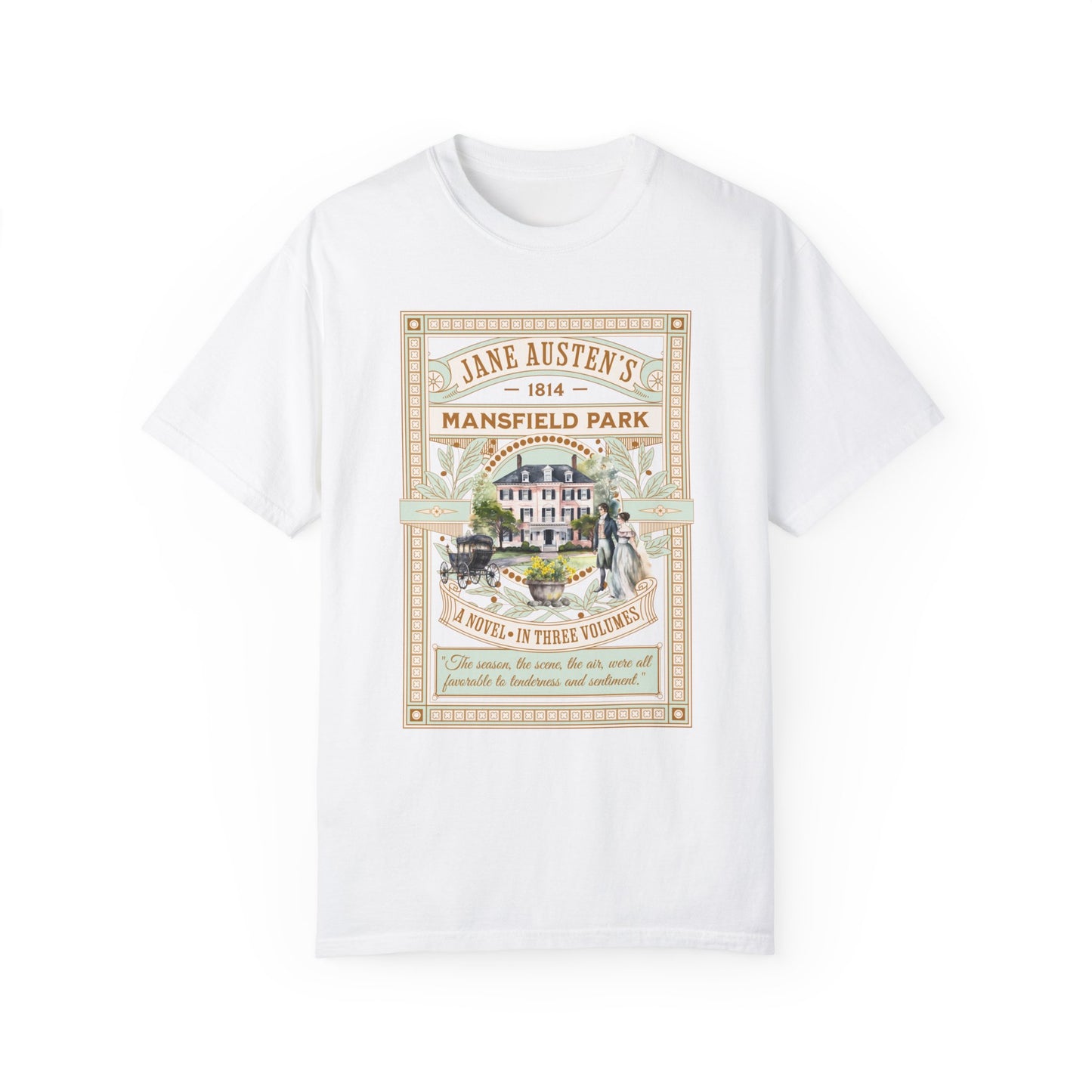 Jane Austen T- Shirt, Mansfield Park Historical Romance Comfort Colors Tee, Bookish Literary Jane Austen Fan Art Gift for Her Bookclub Shirt T-Shirt Printify White S
