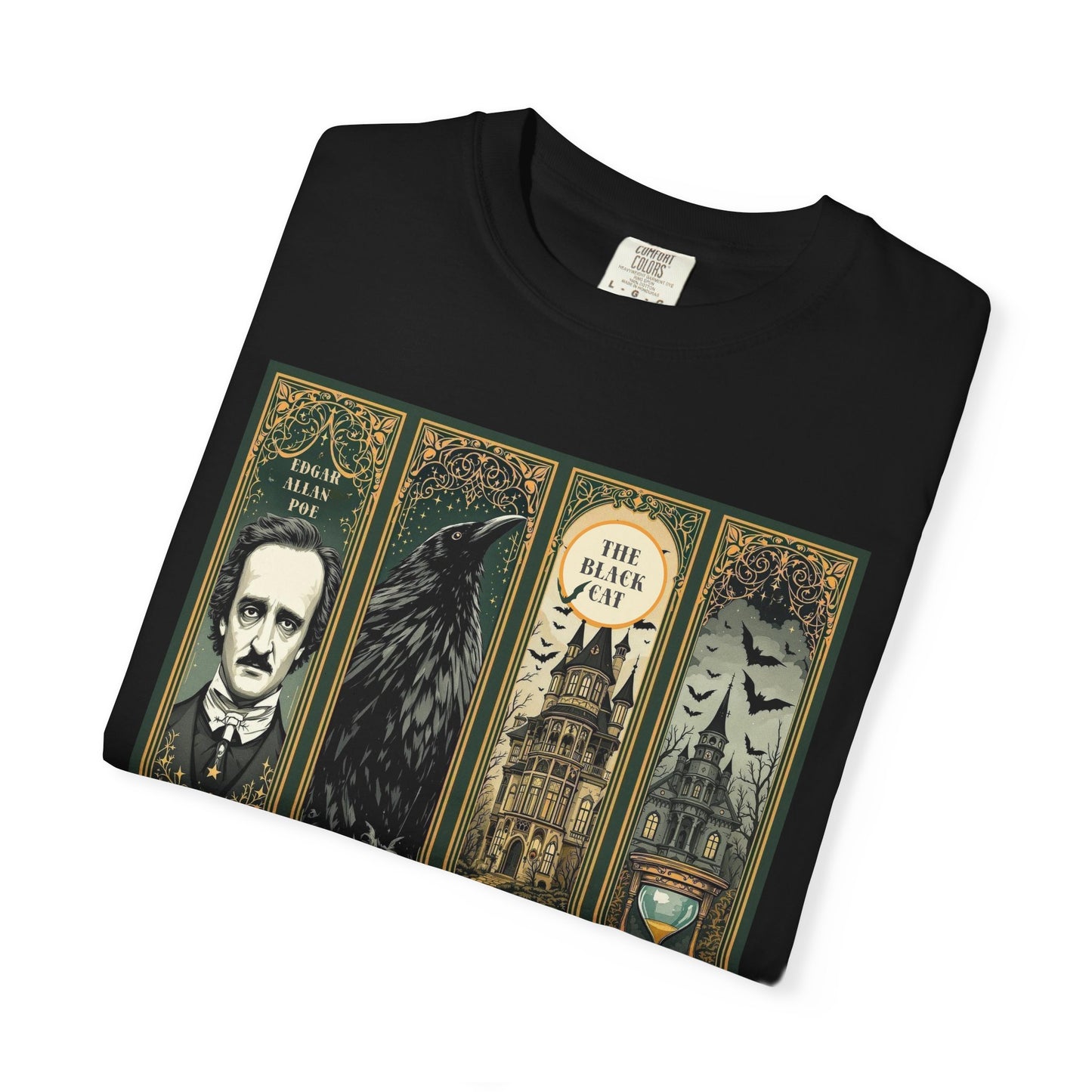 Edgar Allan Poe T-Shirt Gothic Graphic Tee The Raven Nevermore Quote Horror Literature Shirt Dark Academia Aesthetic Halloween Party Gift