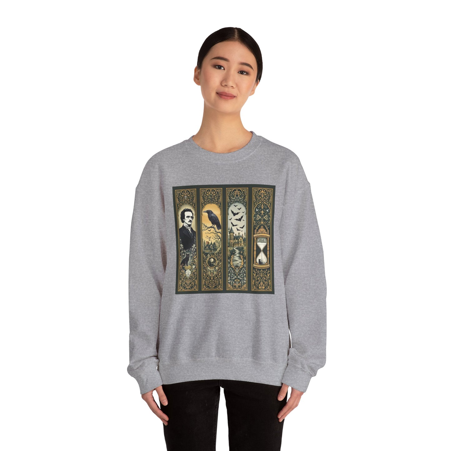 Edgar Allan Poe Sweatshirt The Raven Nevermore Gothic Horror Sweater Dark Academia Macabre Halloween Gift for Book Lovers Birthday Christmas