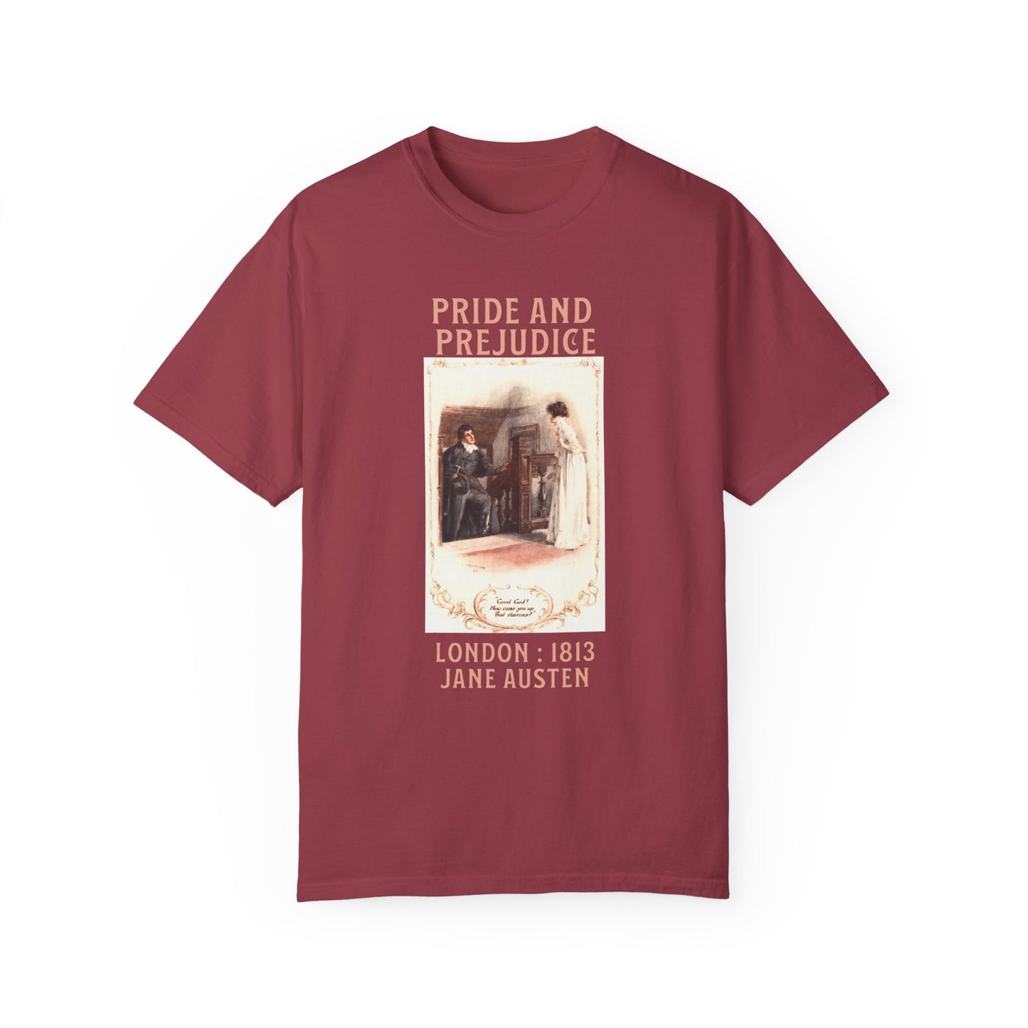 Jane Austen Comfort Colors TShirt, Pride & Prejudice Historical Romance, Bookish Literary Jane Austen Fan Art, Gift for Her Bookclub Tee T-Shirt Printify Chili S