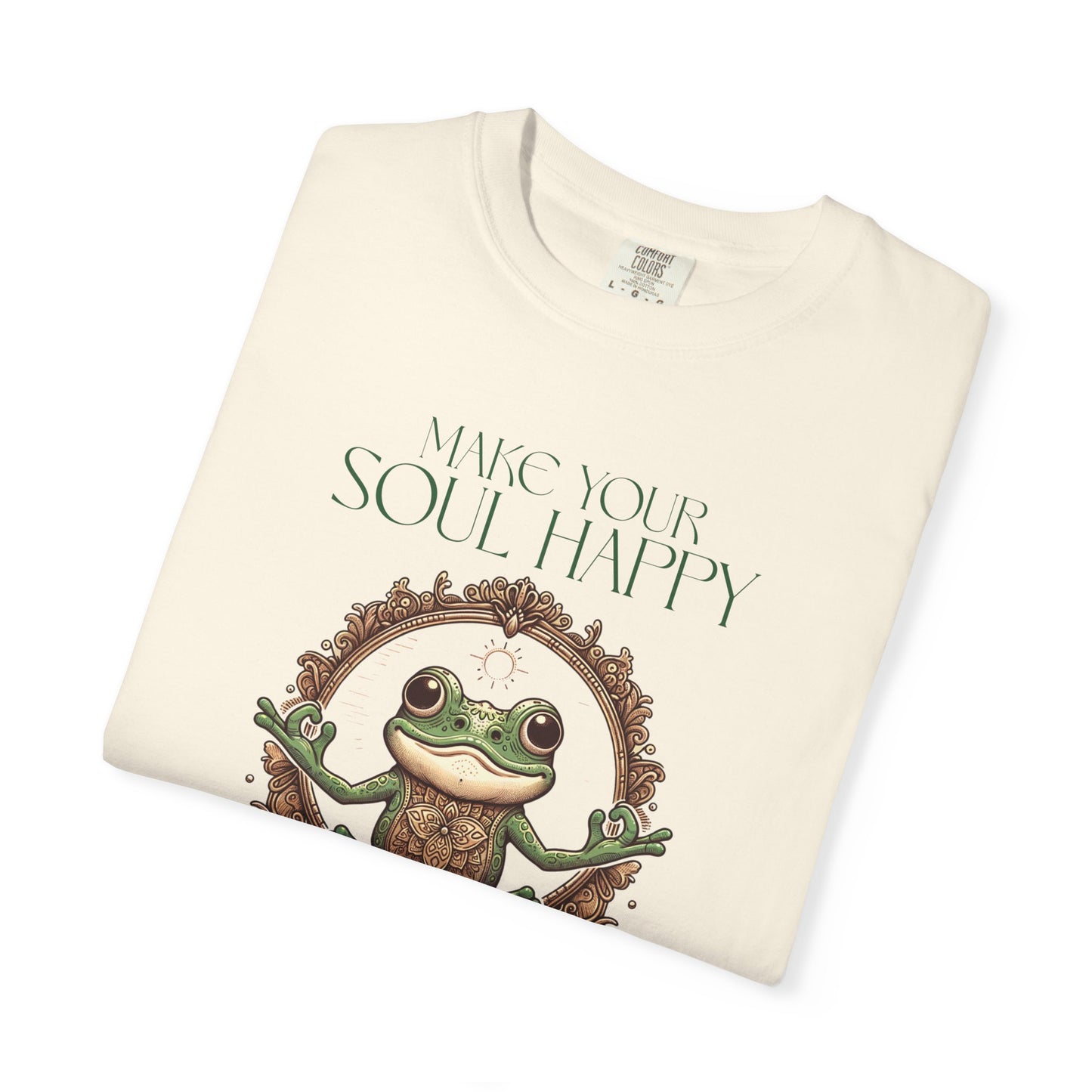 Green Yoga Frog Make Your Soul Happy Unisex T-Shirt, Casual Wear, Highlander Fan Gift, T-Shirt Printify