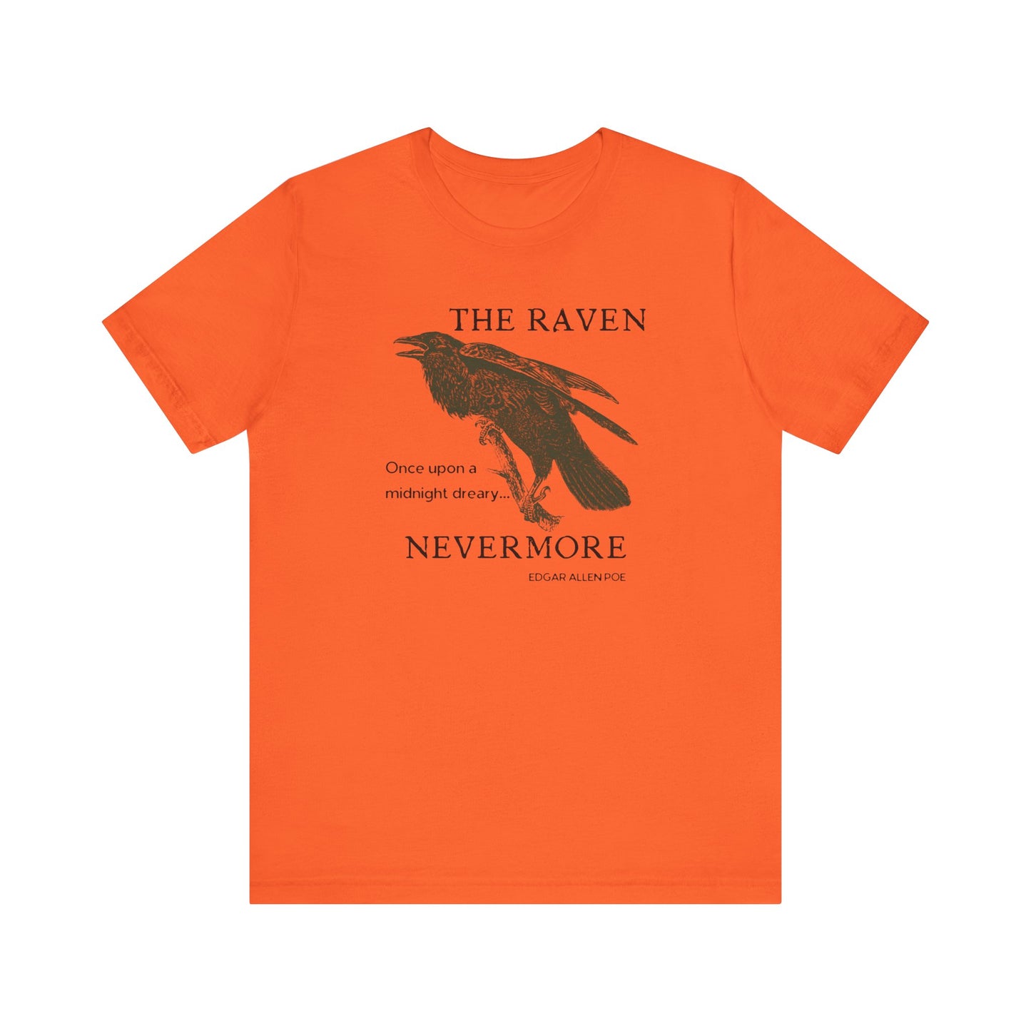 Halloween Vintage The Raven TShirt, Spooky Season Tee, Trick or Treating Shirt, Halloween Party T-Shirt, Edgar Allen Poe, Nevermore, Gothic T-Shirt Printify Orange XS